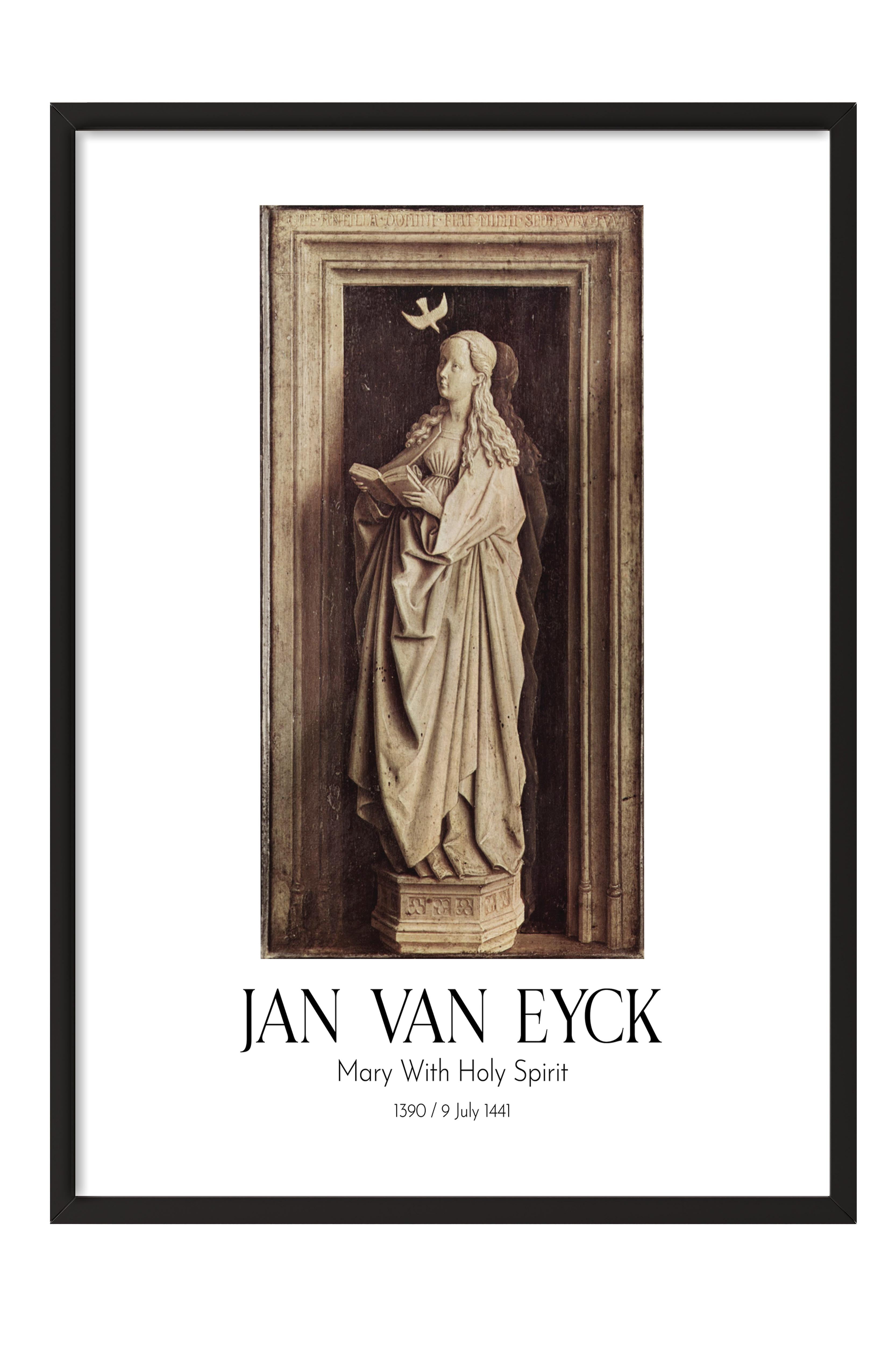 Jan Van Eyck - Mary With Holy Spirit, Siyah Çerçeveli Tablo, Sanat Serisi NO:112140
