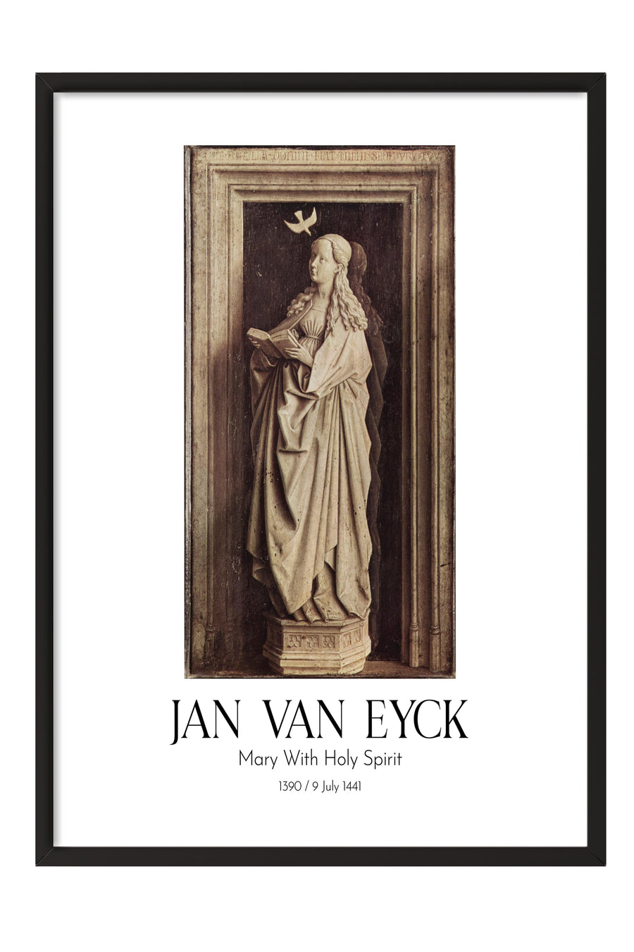 Jan Van Eyck - Mary With Holy Spirit, Siyah Çerçeveli Tablo, Sanat Serisi NO:112140