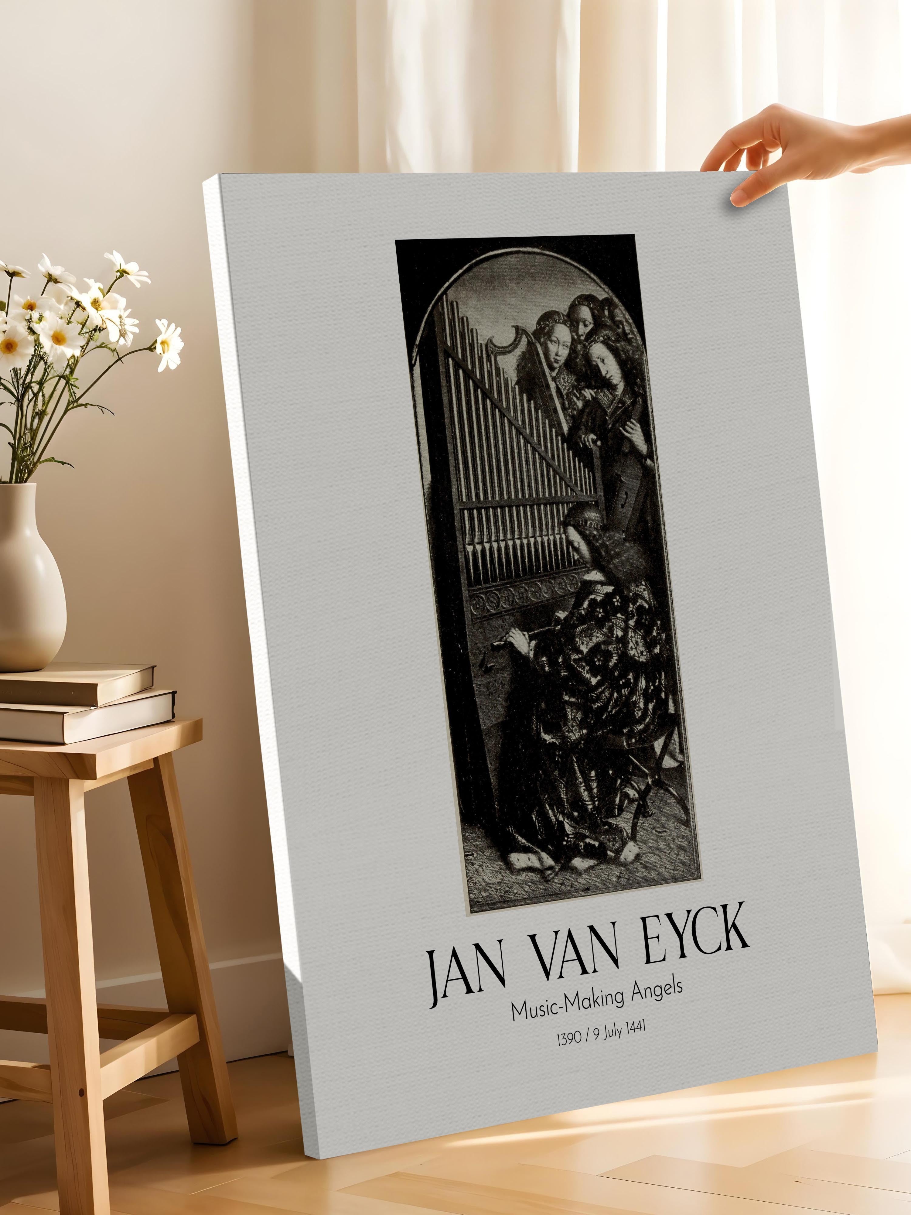 Jan Van Eyck - Music-Making Angels - Black, Kanvas Tablo, Sanat Serisi NO:112141