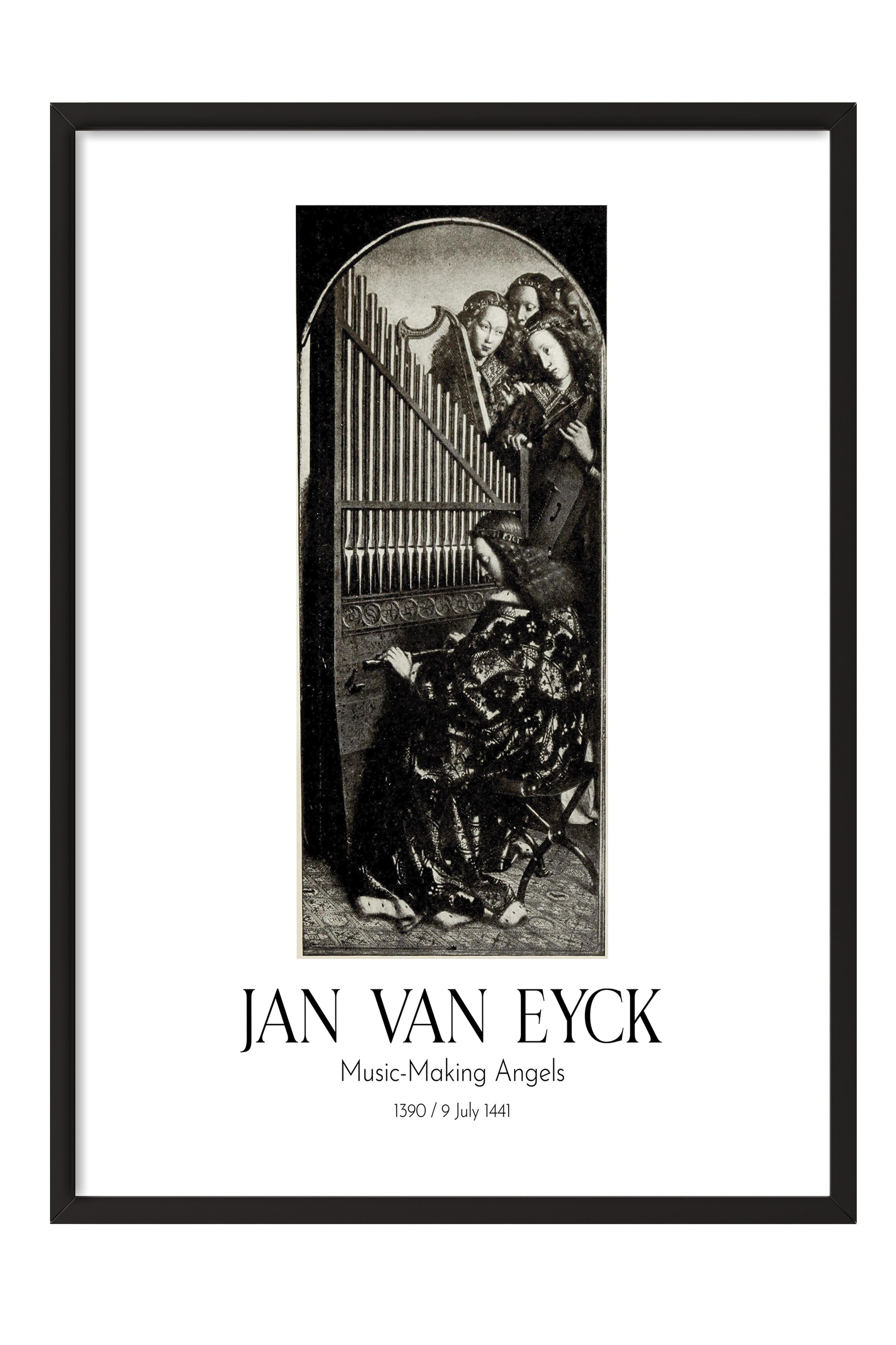 Jan Van Eyck - Music-Making Angels - Black, Siyah Çerçeveli Tablo, Sanat Serisi NO:112141