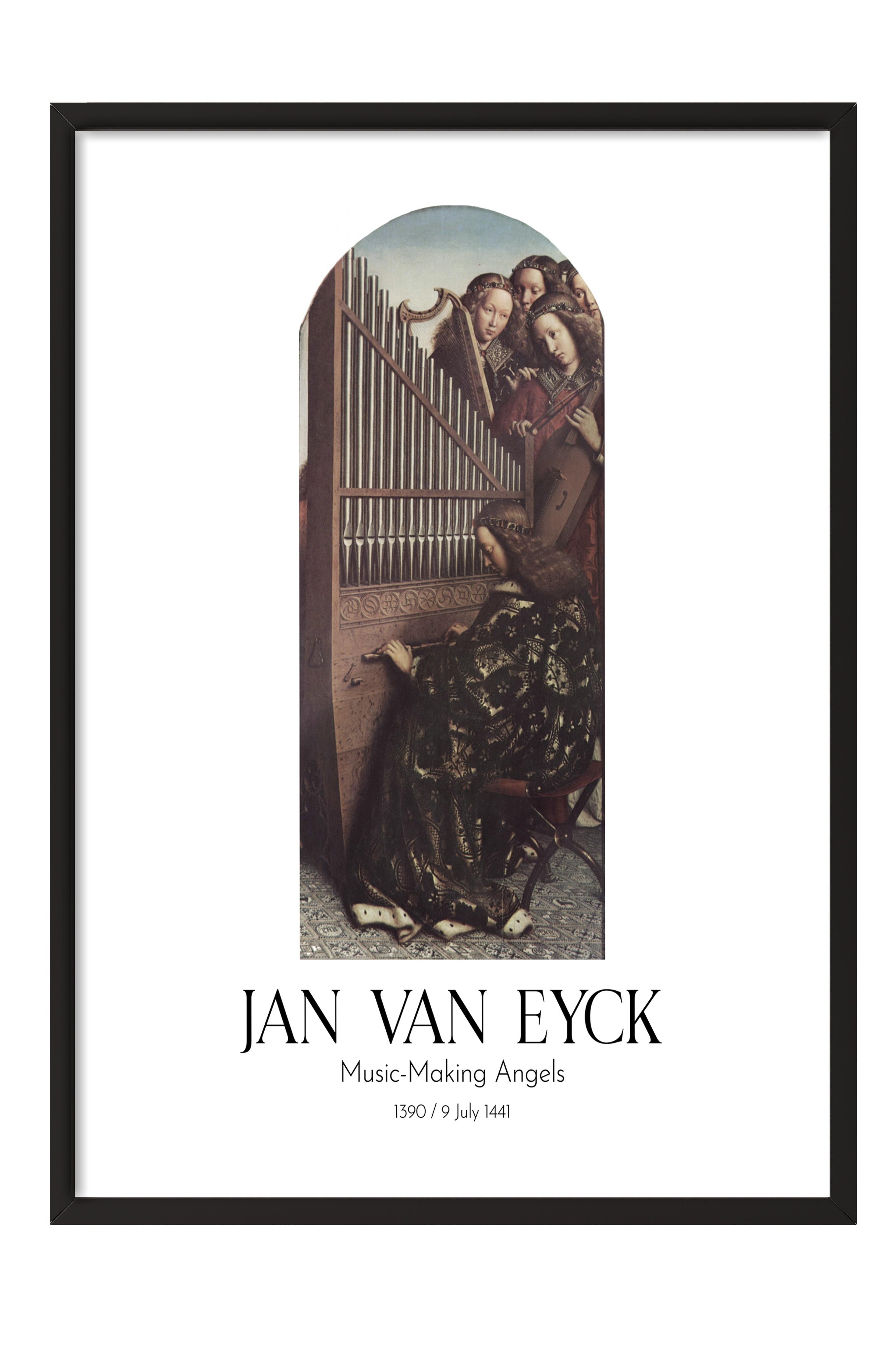Jan Van Eyck - Music-Making Angels, Siyah Çerçeveli Tablo, Sanat Serisi NO:112142