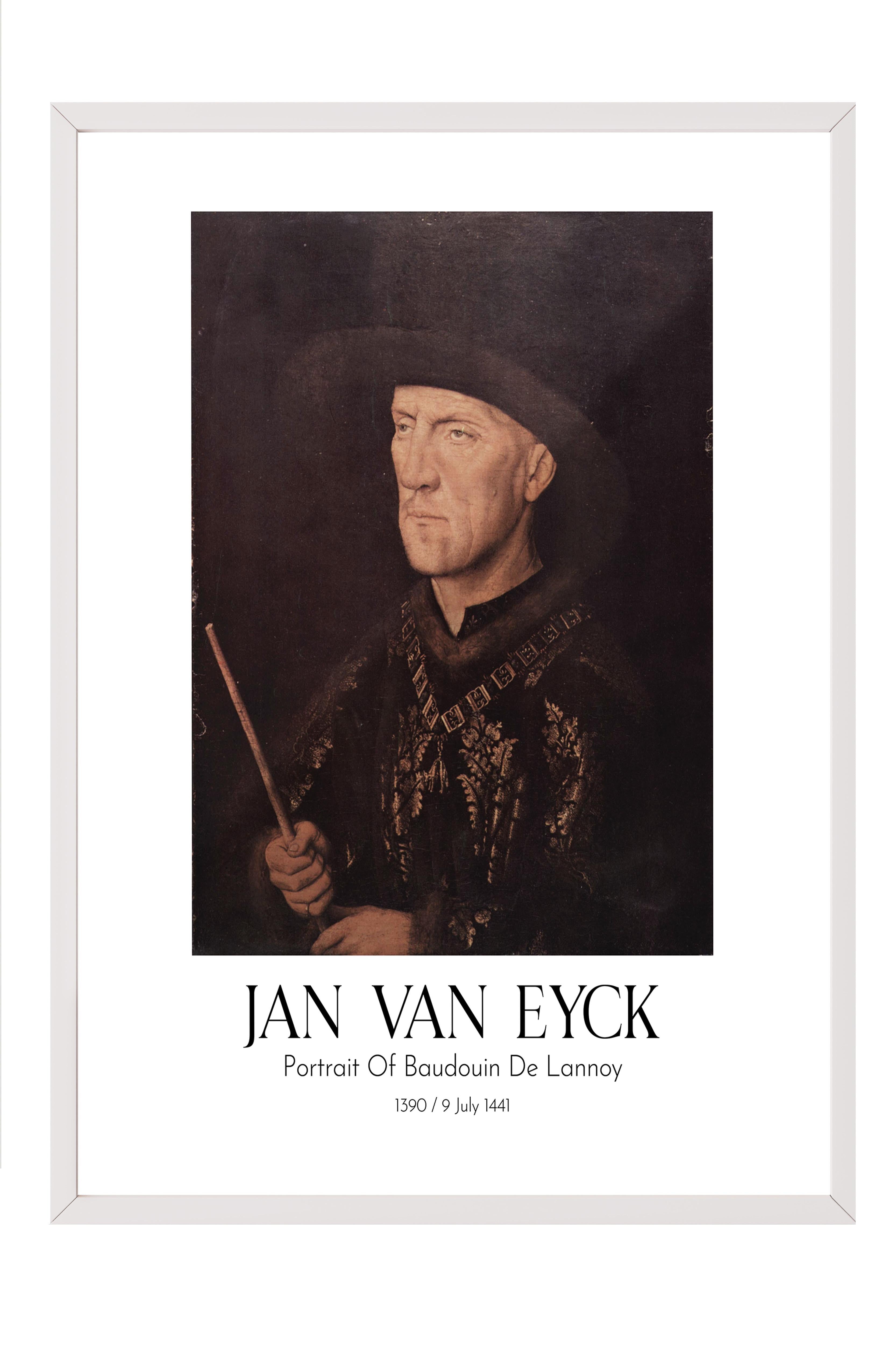 Jan Van Eyck - Portrait Of Baudouin De Lannoy, Beyaz Çerçeveli Tablo, Sanat Serisi NO:112143