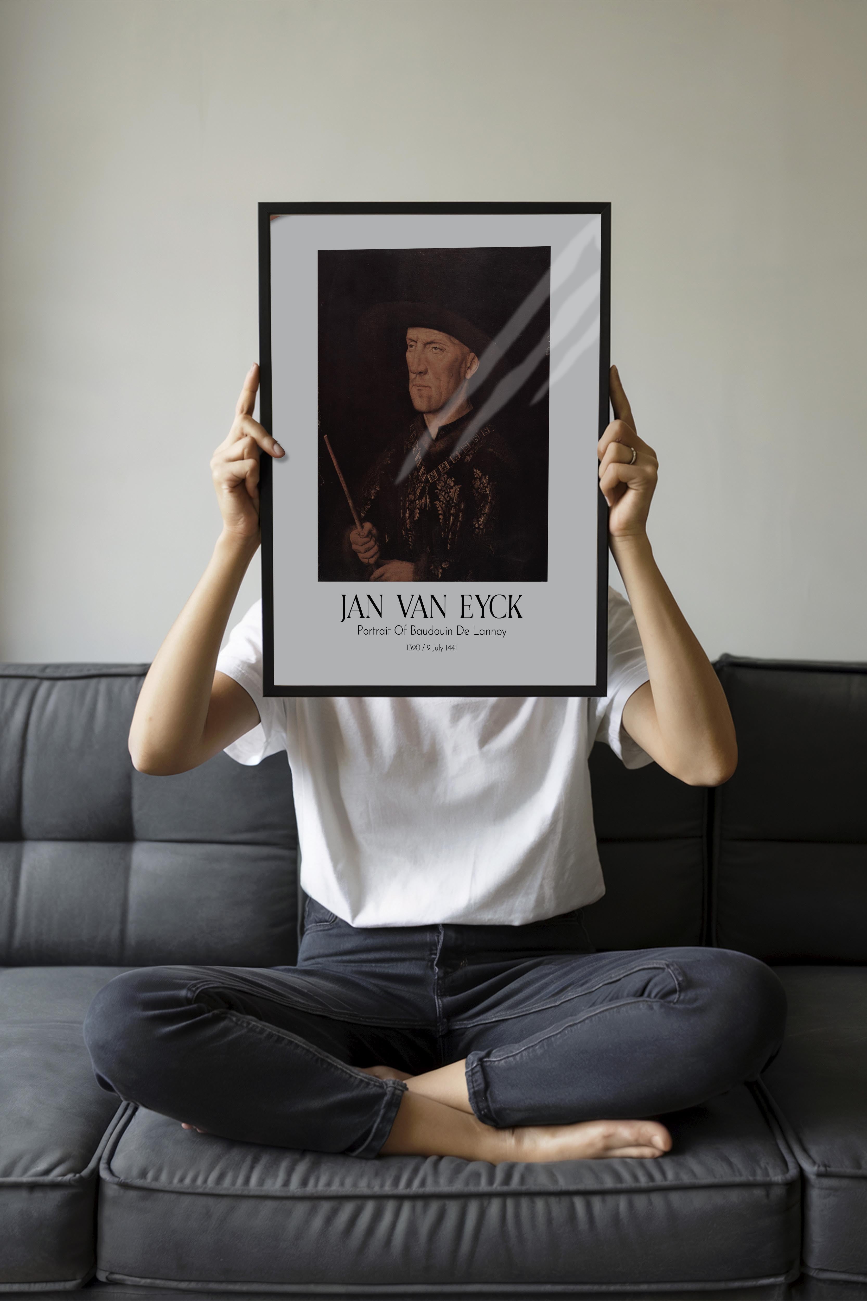 Jan Van Eyck - Portrait Of Baudouin De Lannoy, Siyah Çerçeveli Tablo, Sanat Serisi NO:112143