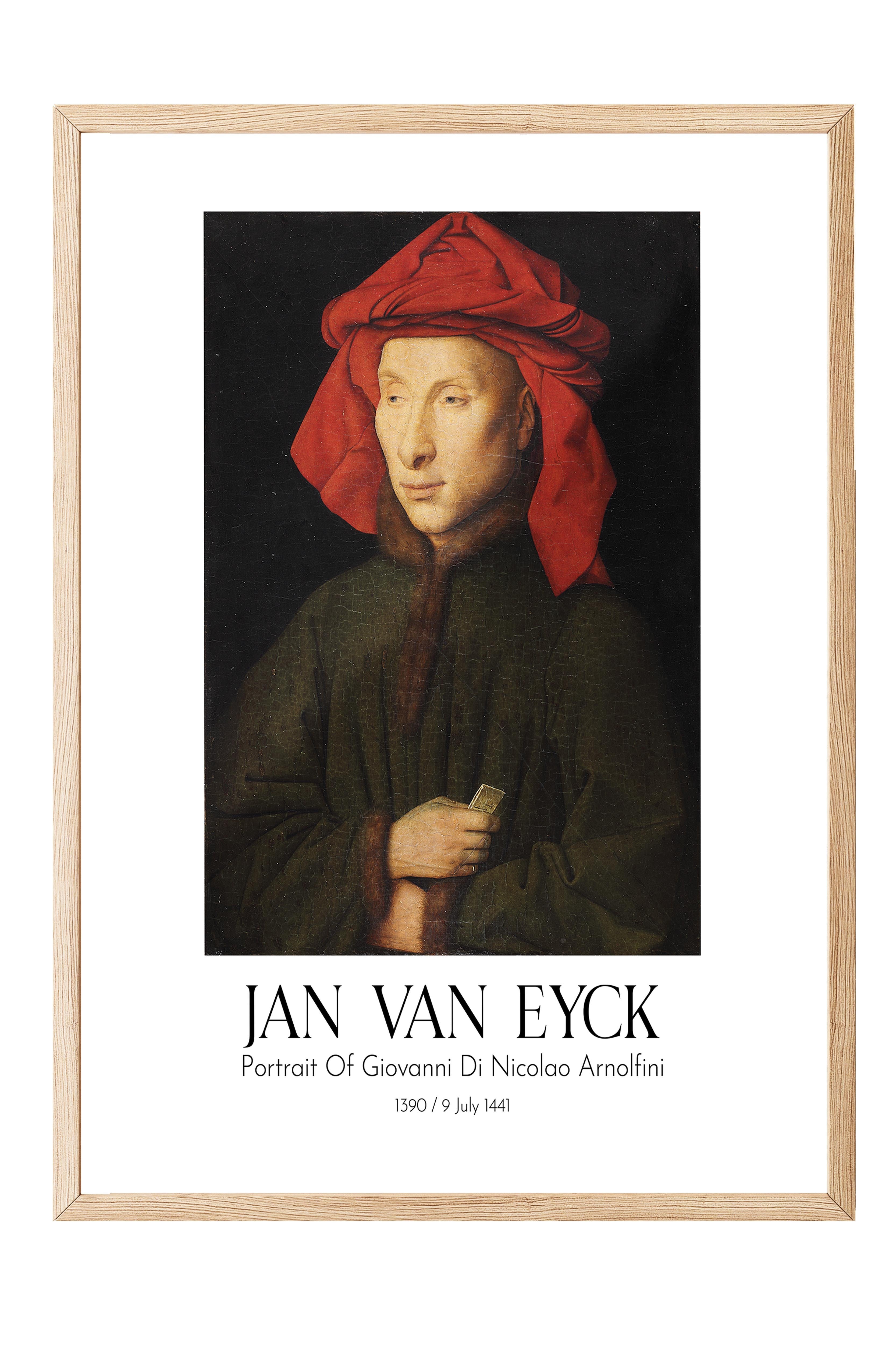 Jan Van Eyck - Portrait Of Giovanni Di Nicolao Arnolfini, Ahşap Çerçeveli Tablo, Sanat Serisi NO:112145