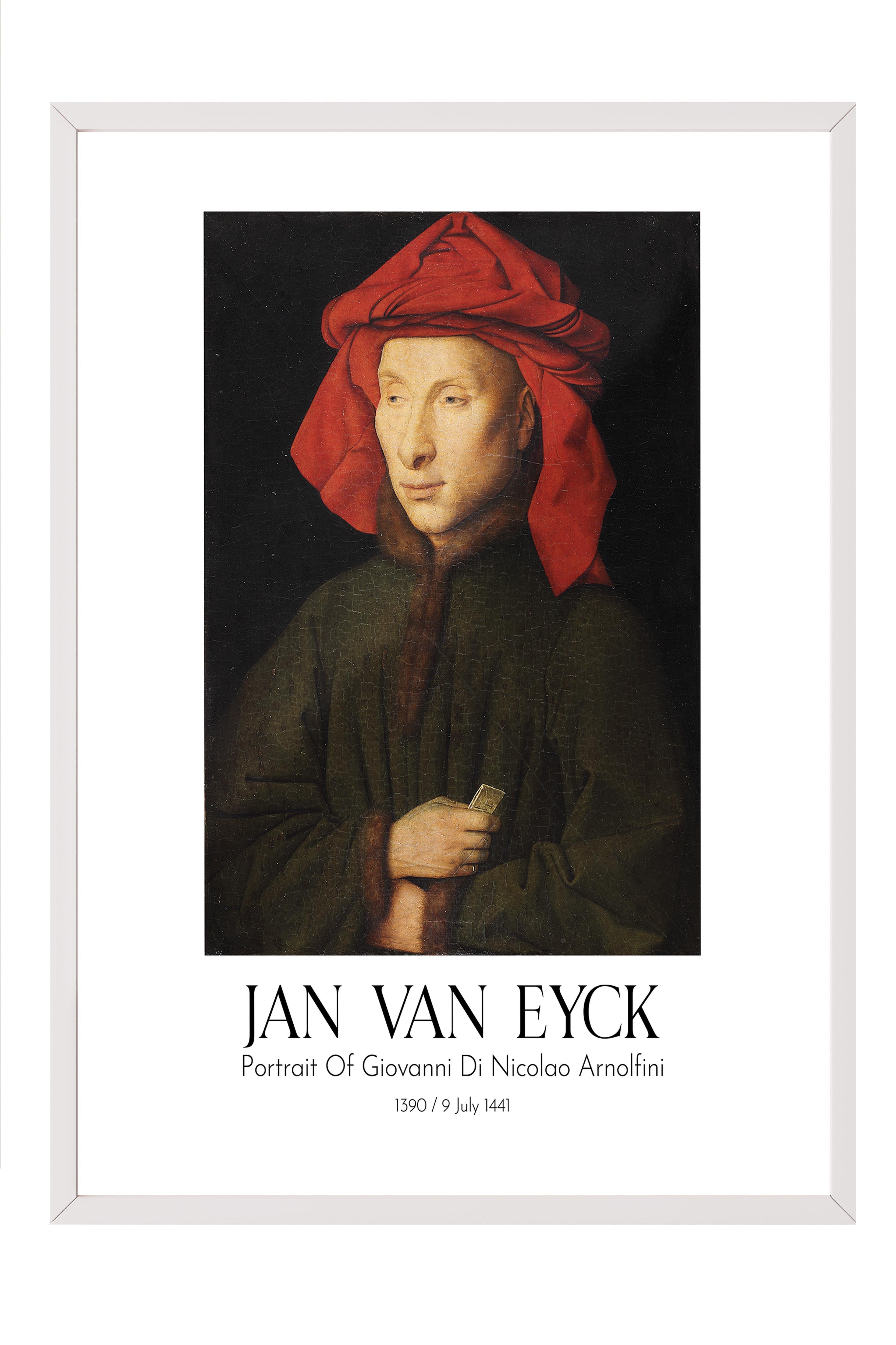 Jan Van Eyck - Portrait Of Giovanni Di Nicolao Arnolfini, Beyaz Çerçeveli Tablo, Sanat Serisi NO:112145