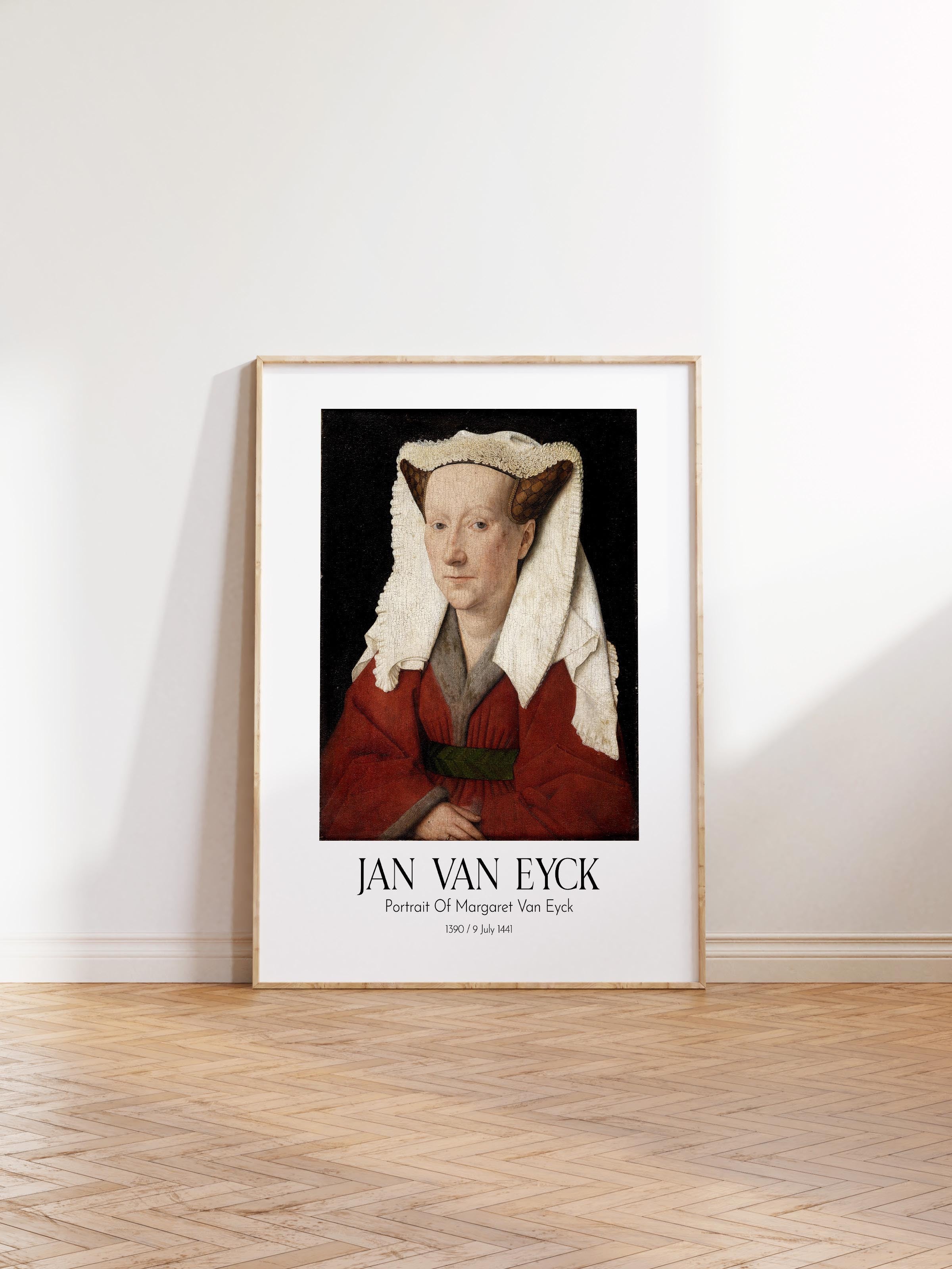 Jan Van Eyck - Portrait Of Margaret Van Eyck, Ahşap Çerçeveli Tablo, Sanat Serisi NO:112146