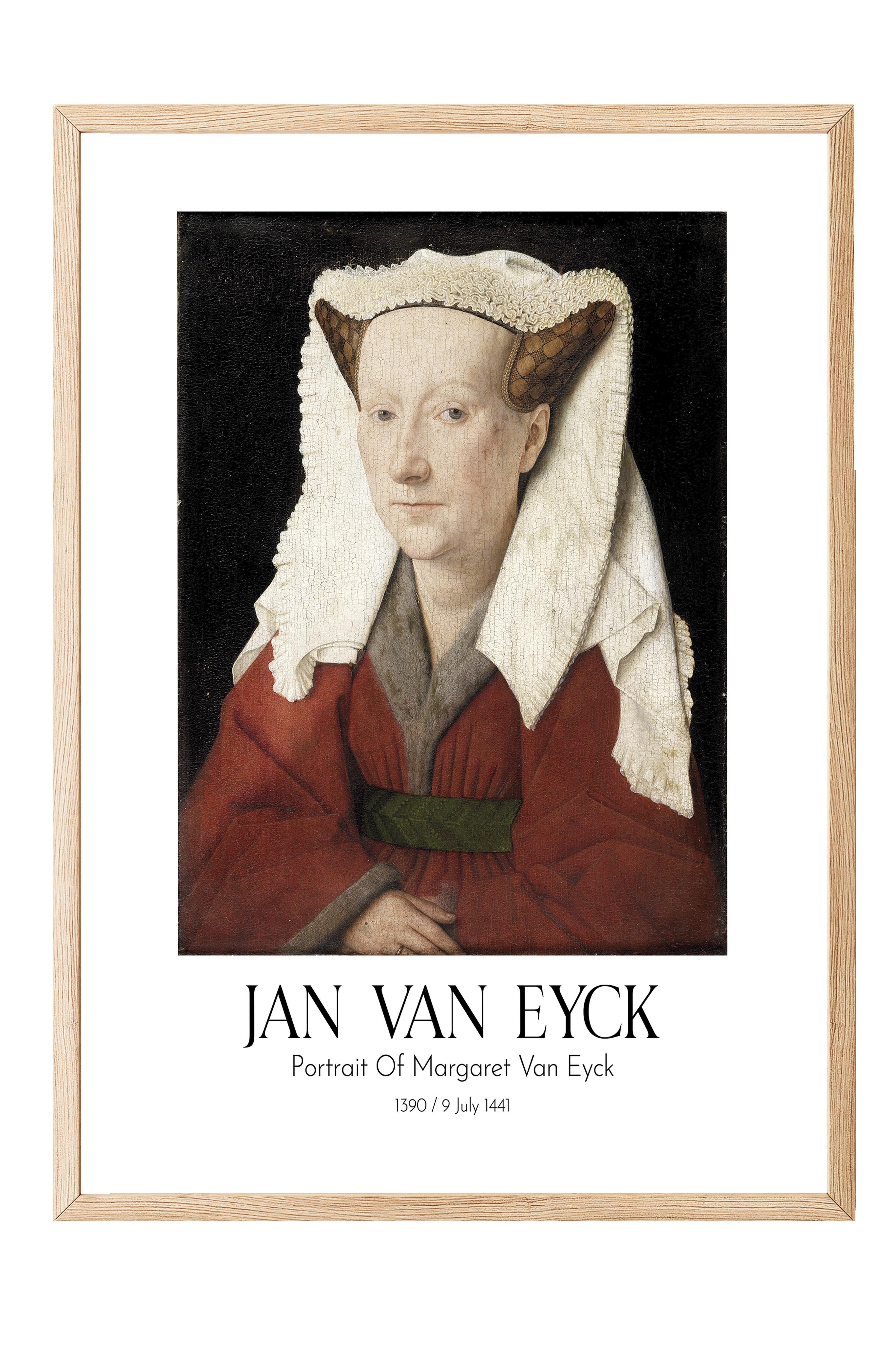Jan Van Eyck - Portrait Of Margaret Van Eyck, Ahşap Çerçeveli Tablo, Sanat Serisi NO:112146