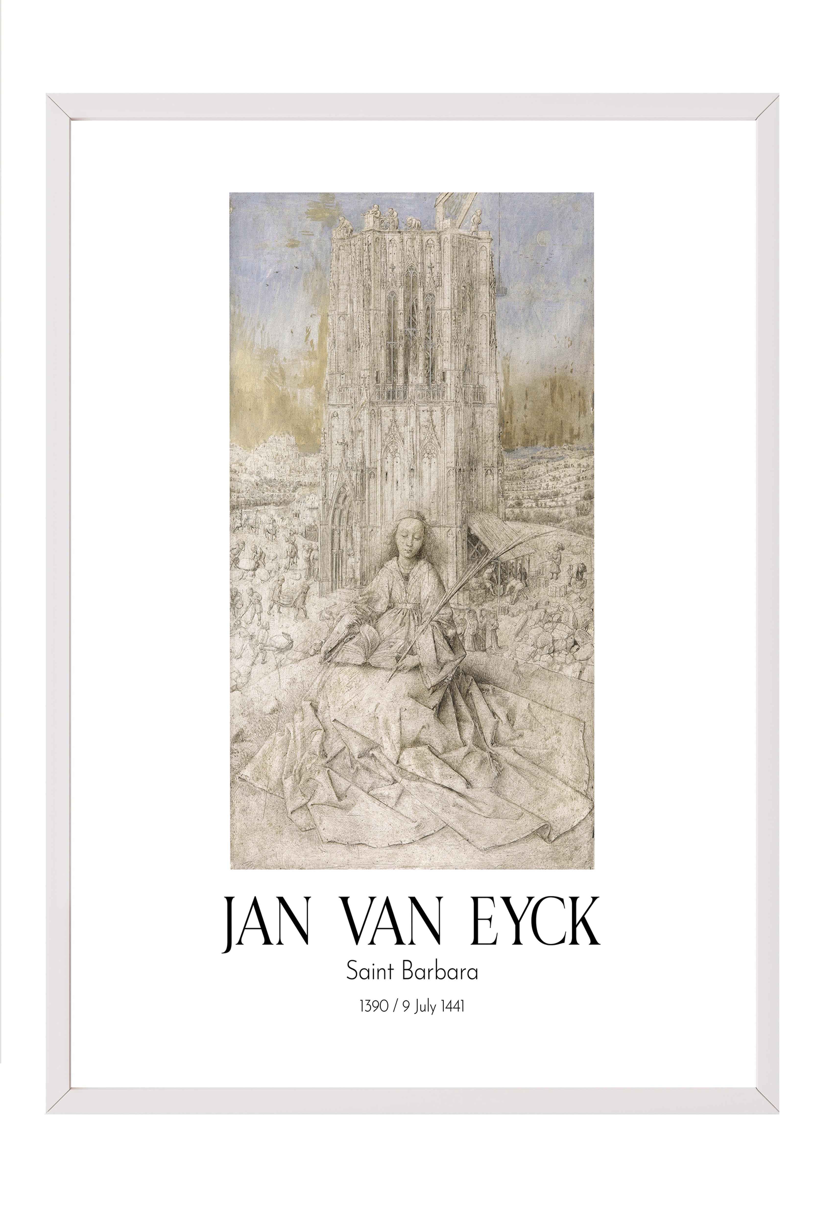 Jan Van Eyck - Saint Barbara, Beyaz Çerçeveli Tablo, Sanat Serisi NO:112147