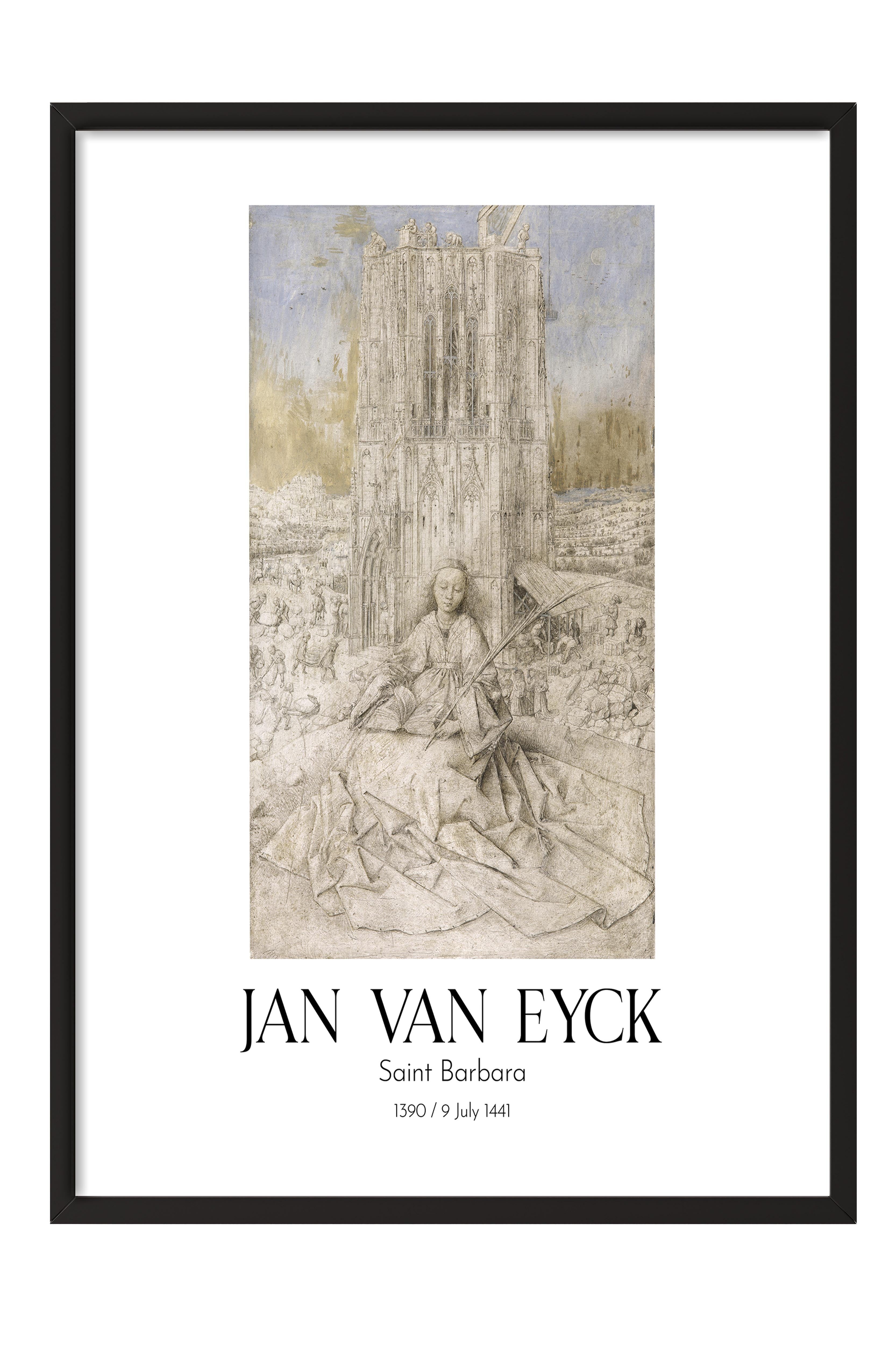 Jan Van Eyck - Saint Barbara, Siyah Çerçeveli Tablo, Sanat Serisi NO:112147