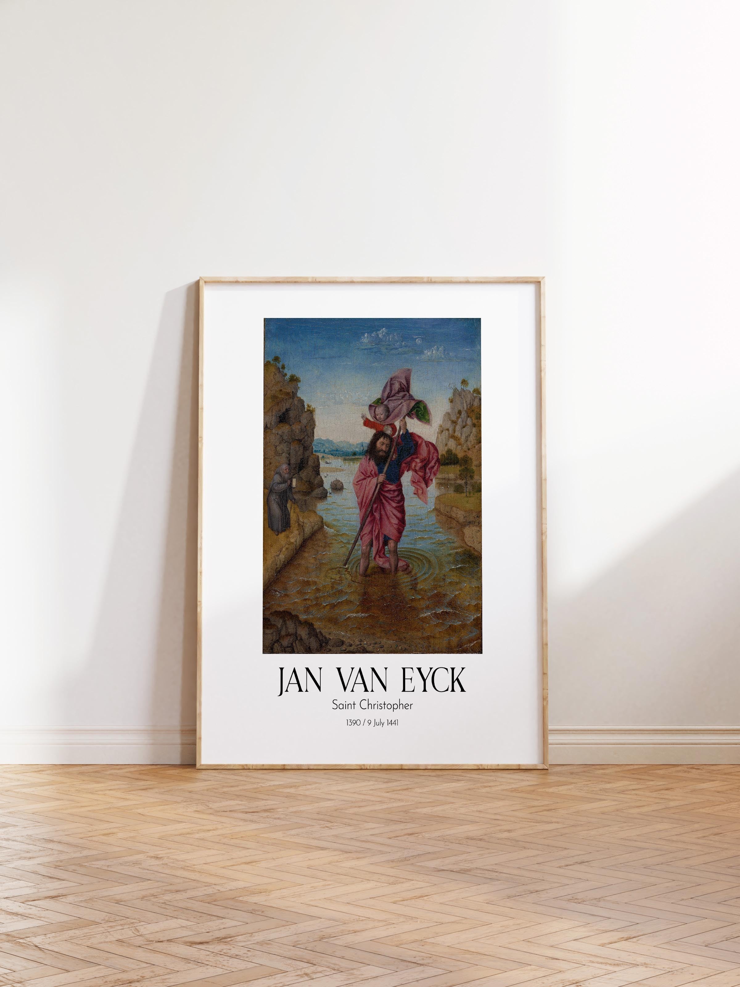 Jan Van Eyck - Saint Christopher, Ahşap Çerçeveli Tablo, Sanat Serisi NO:112148