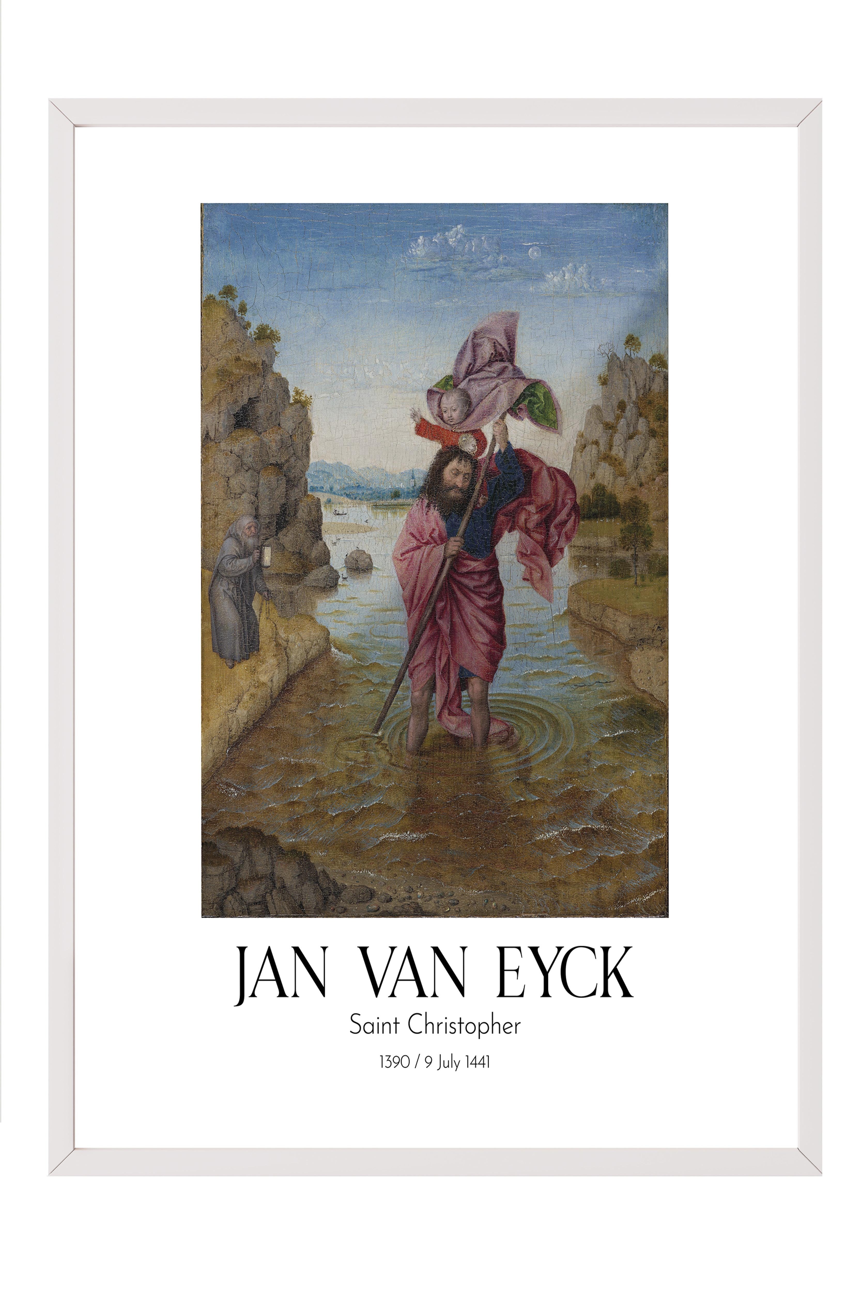 Jan Van Eyck - Saint Christopher, Beyaz Çerçeveli Tablo, Sanat Serisi NO:112148