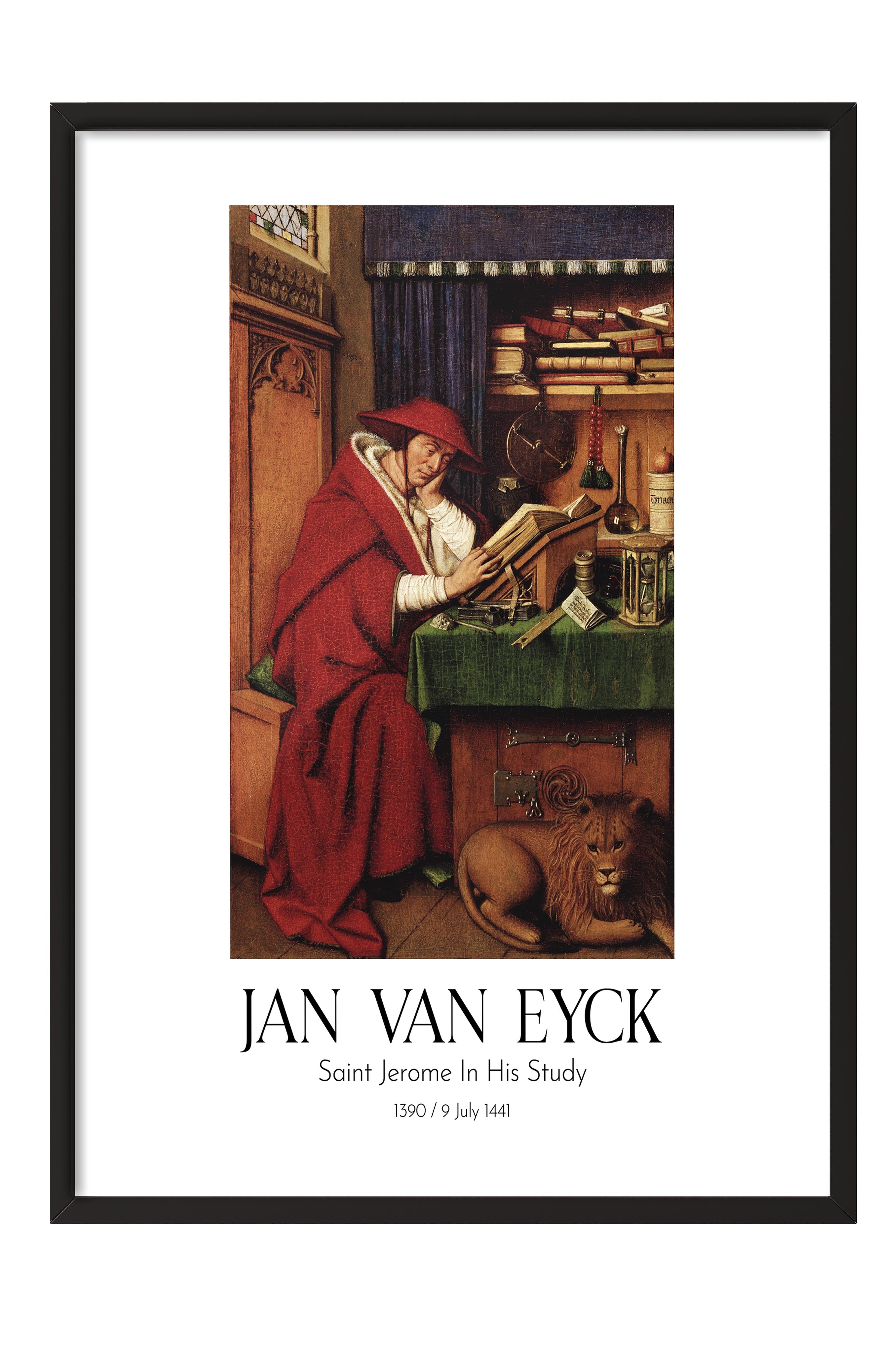 Jan Van Eyck - Saint Jerome In His Study, Siyah Çerçeveli Tablo, Sanat Serisi NO:112150