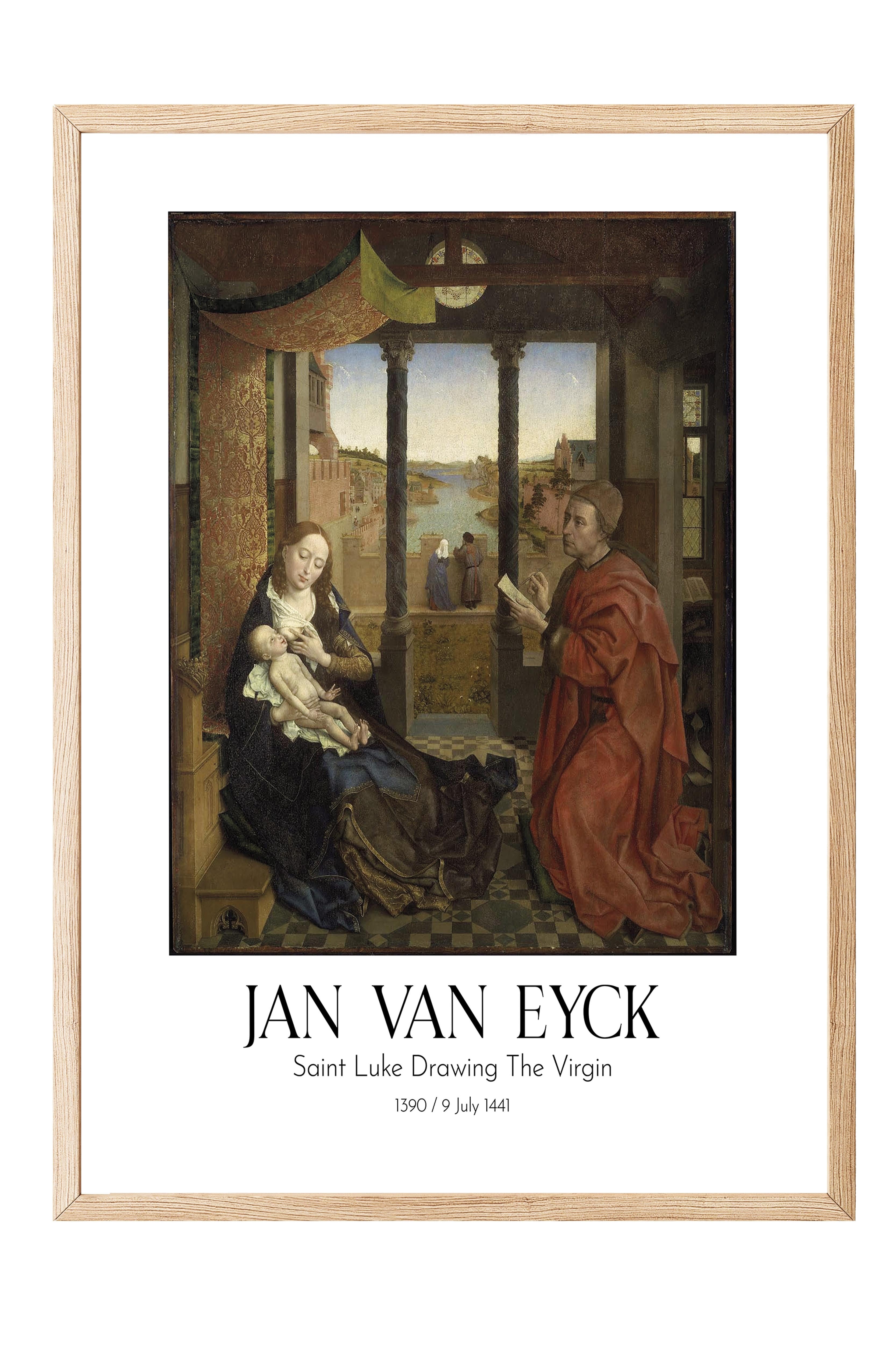 Jan Van Eyck - Saint Luke Drawing The Virgin, Ahşap Çerçeveli Tablo, Sanat Serisi NO:112151
