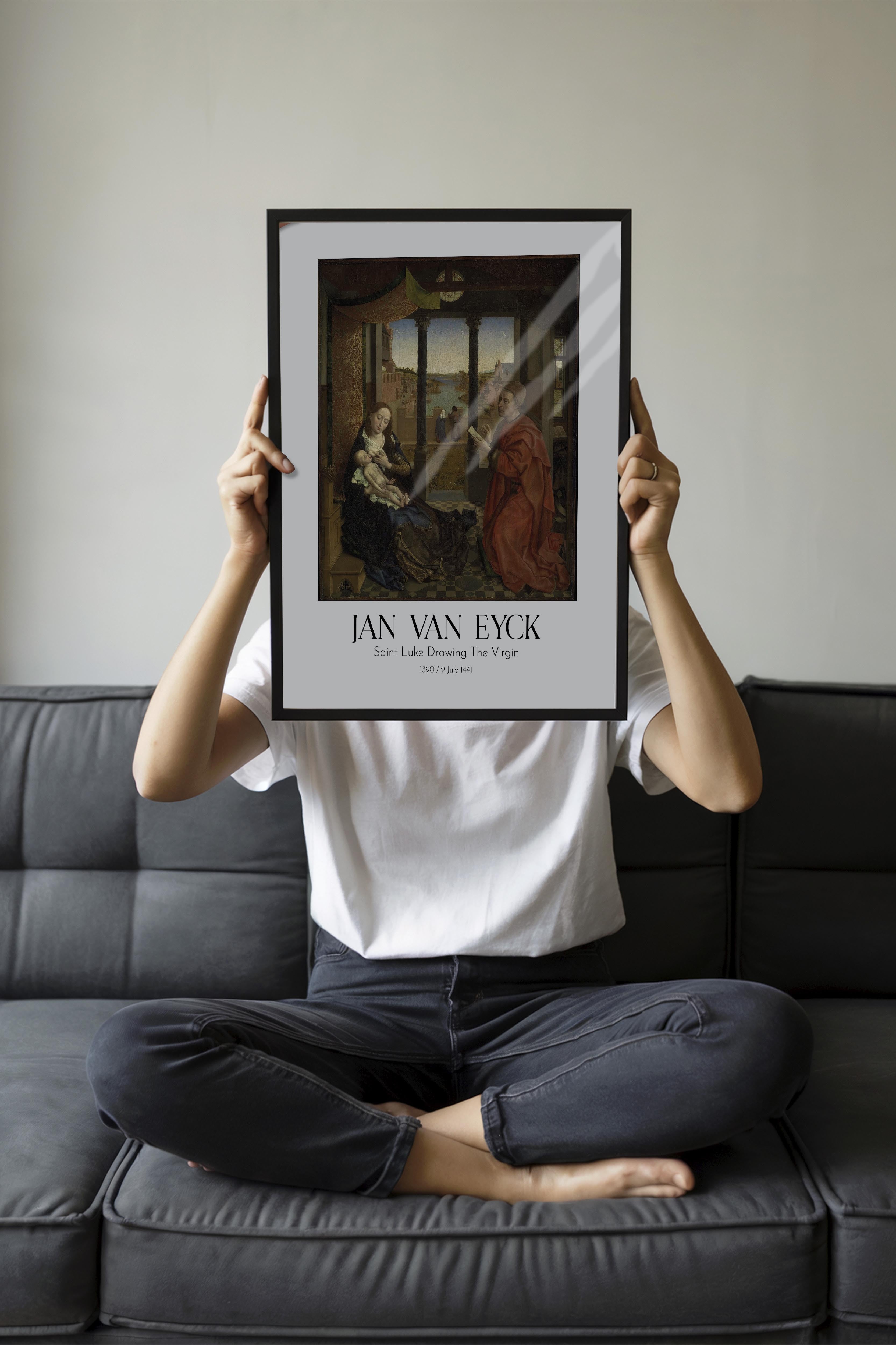 Jan Van Eyck - Saint Luke Drawing The Virgin, Siyah Çerçeveli Tablo, Sanat Serisi NO:112151