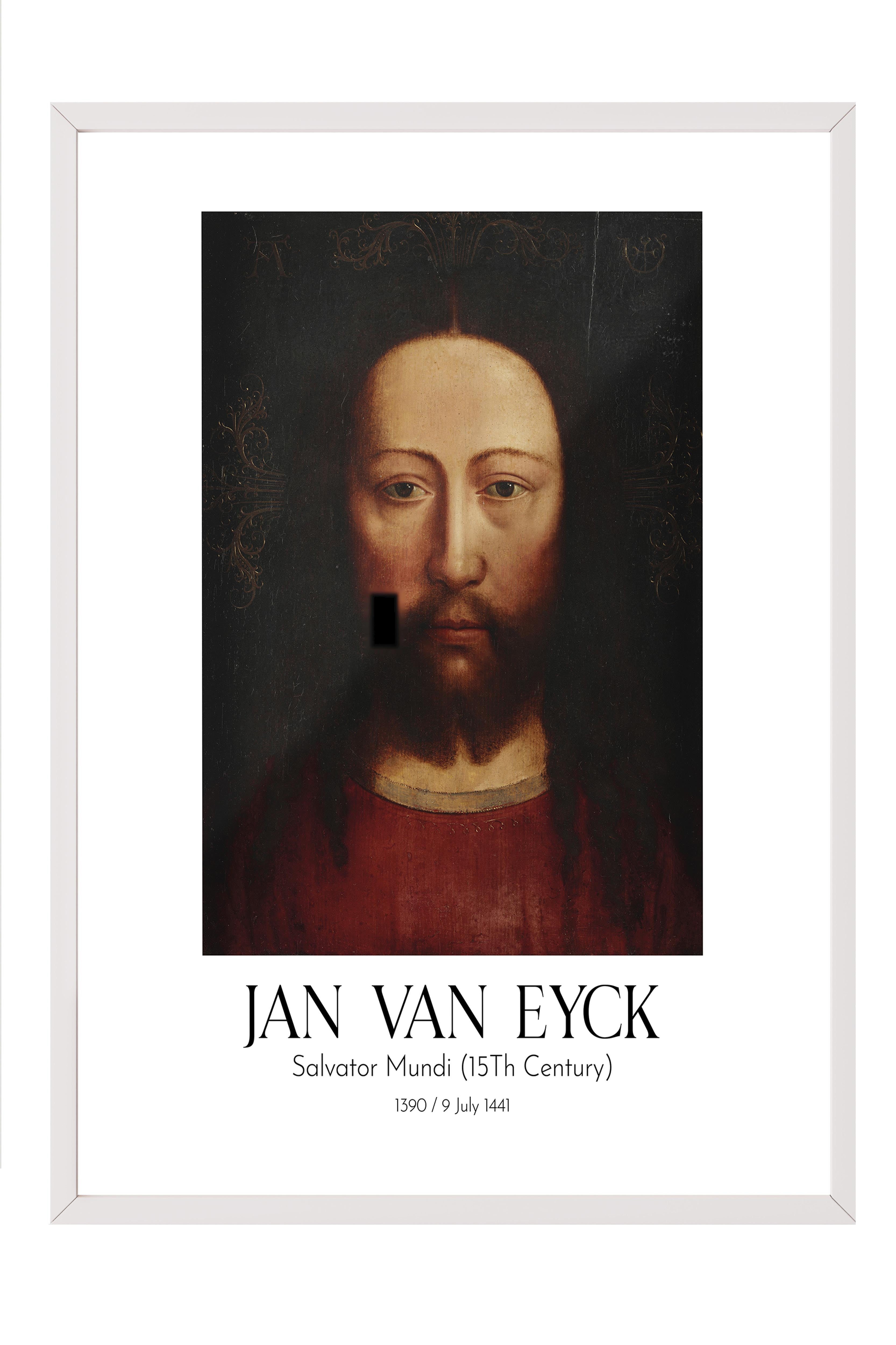 Jan Van Eyck - Salvator Mundi (15Th Century), Beyaz Çerçeveli Tablo, Sanat Serisi NO:112152