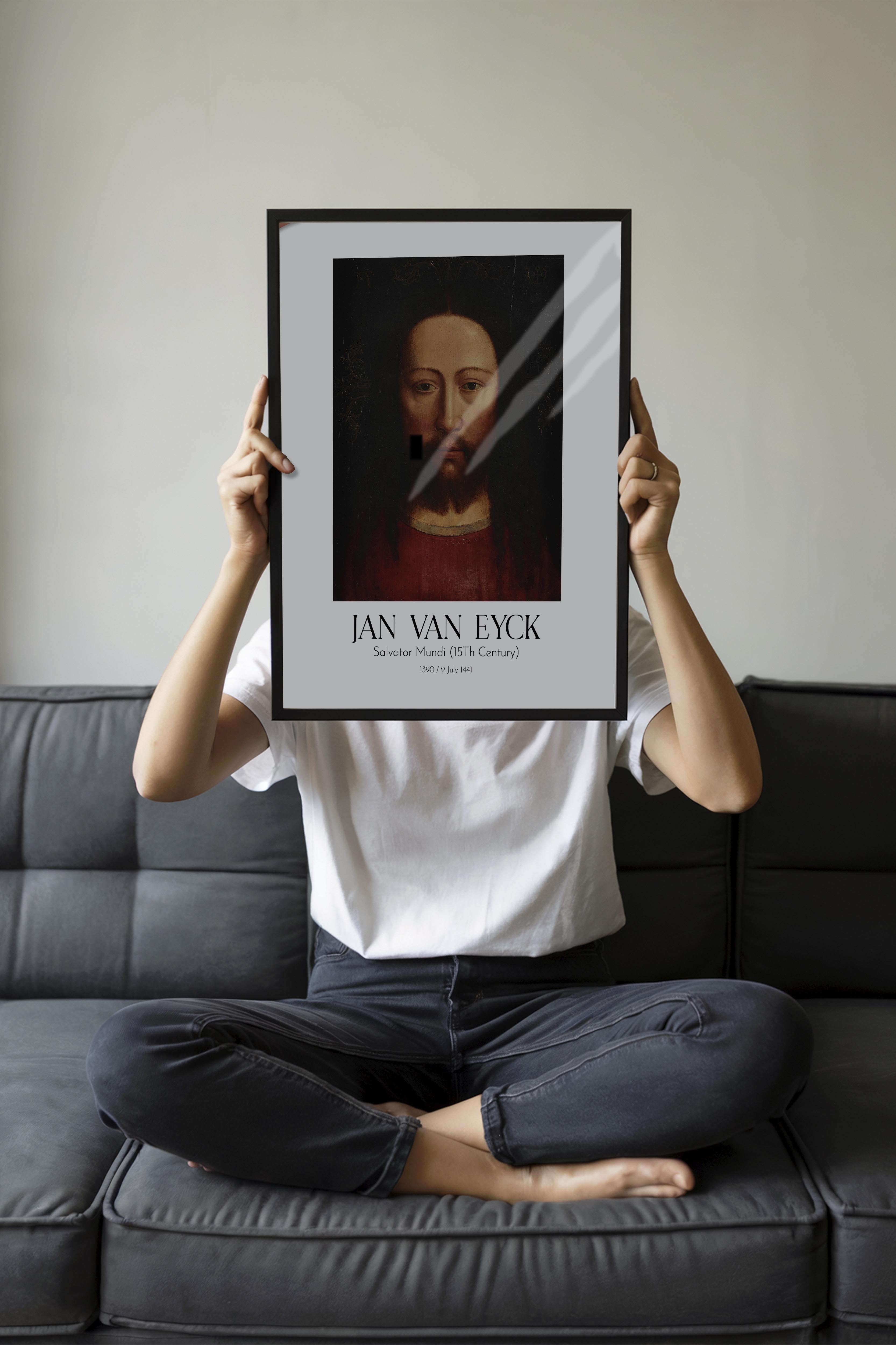 Jan Van Eyck - Salvator Mundi (15Th Century), Siyah Çerçeveli Tablo, Sanat Serisi NO:112152