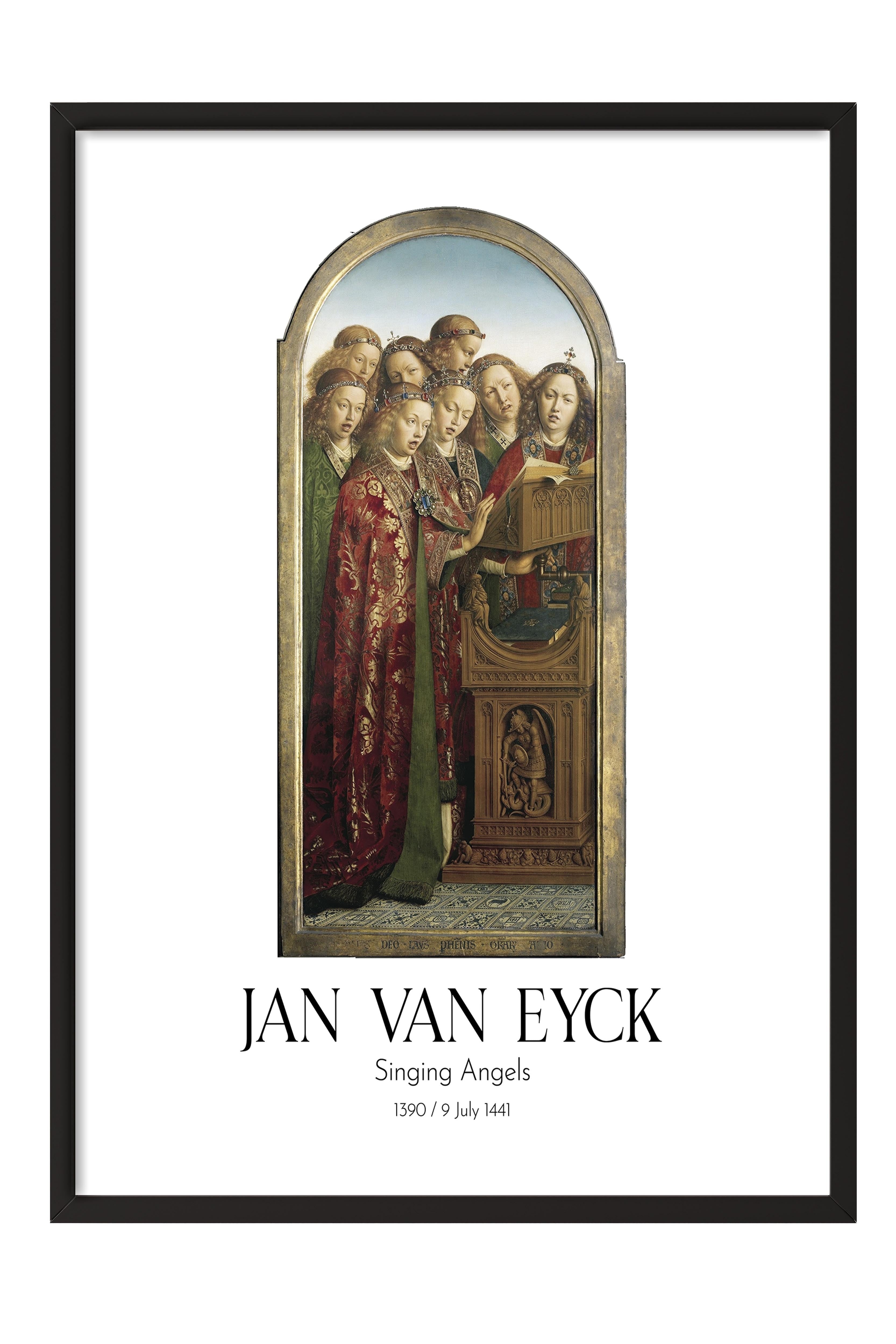 Jan Van Eyck - Singing Angels, Siyah Çerçeveli Tablo, Sanat Serisi NO:112153