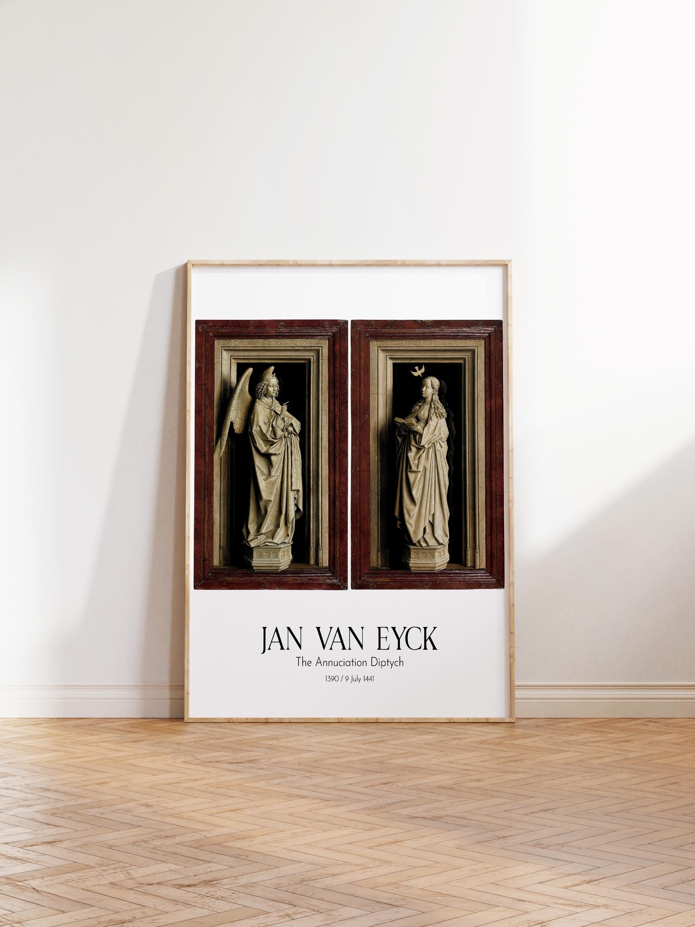 Jan Van Eyck - The Annuciation Diptych, Ahşap Çerçeveli Tablo, Sanat Serisi NO:112154