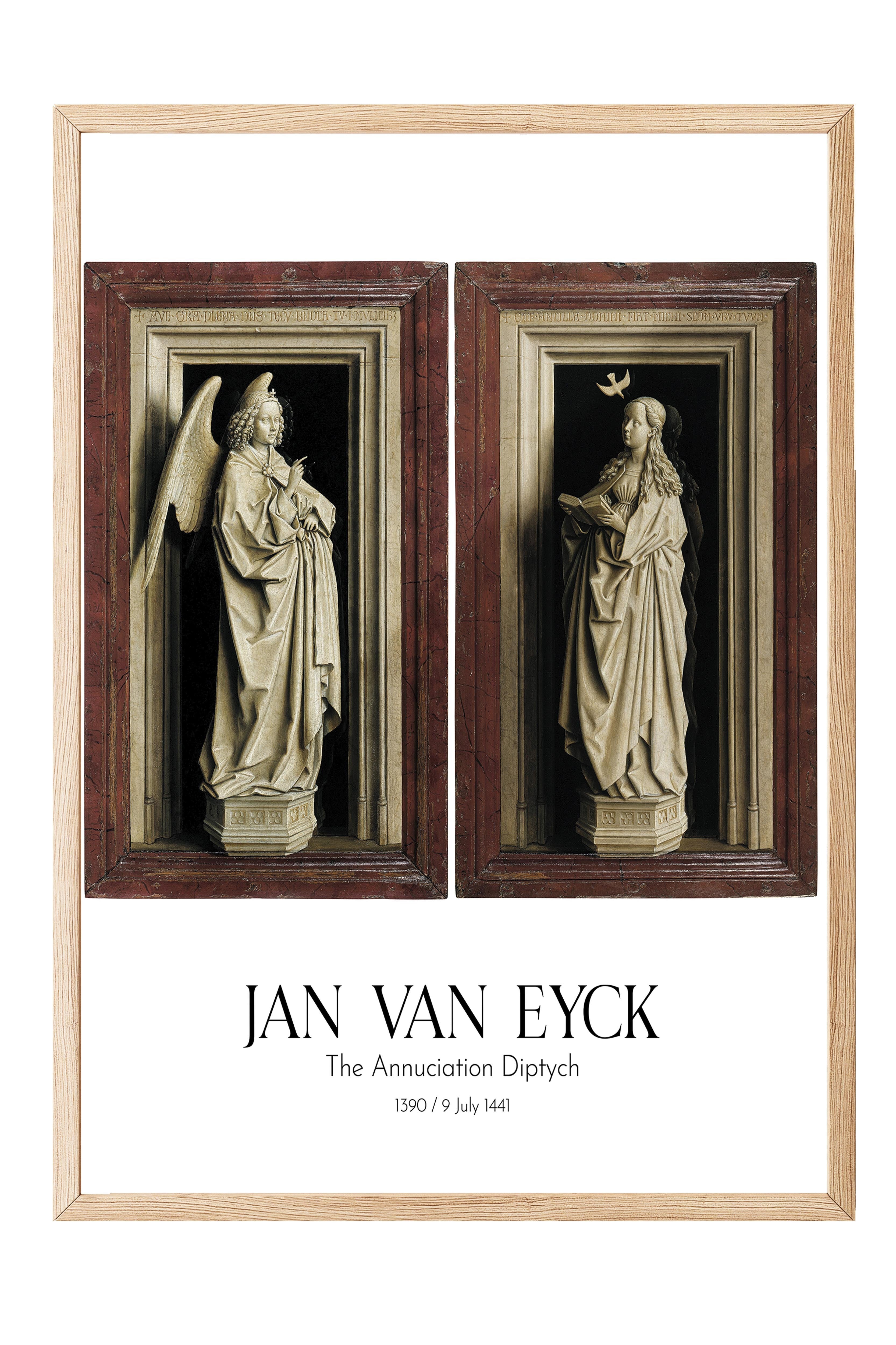 Jan Van Eyck - The Annuciation Diptych, Ahşap Çerçeveli Tablo, Sanat Serisi NO:112154