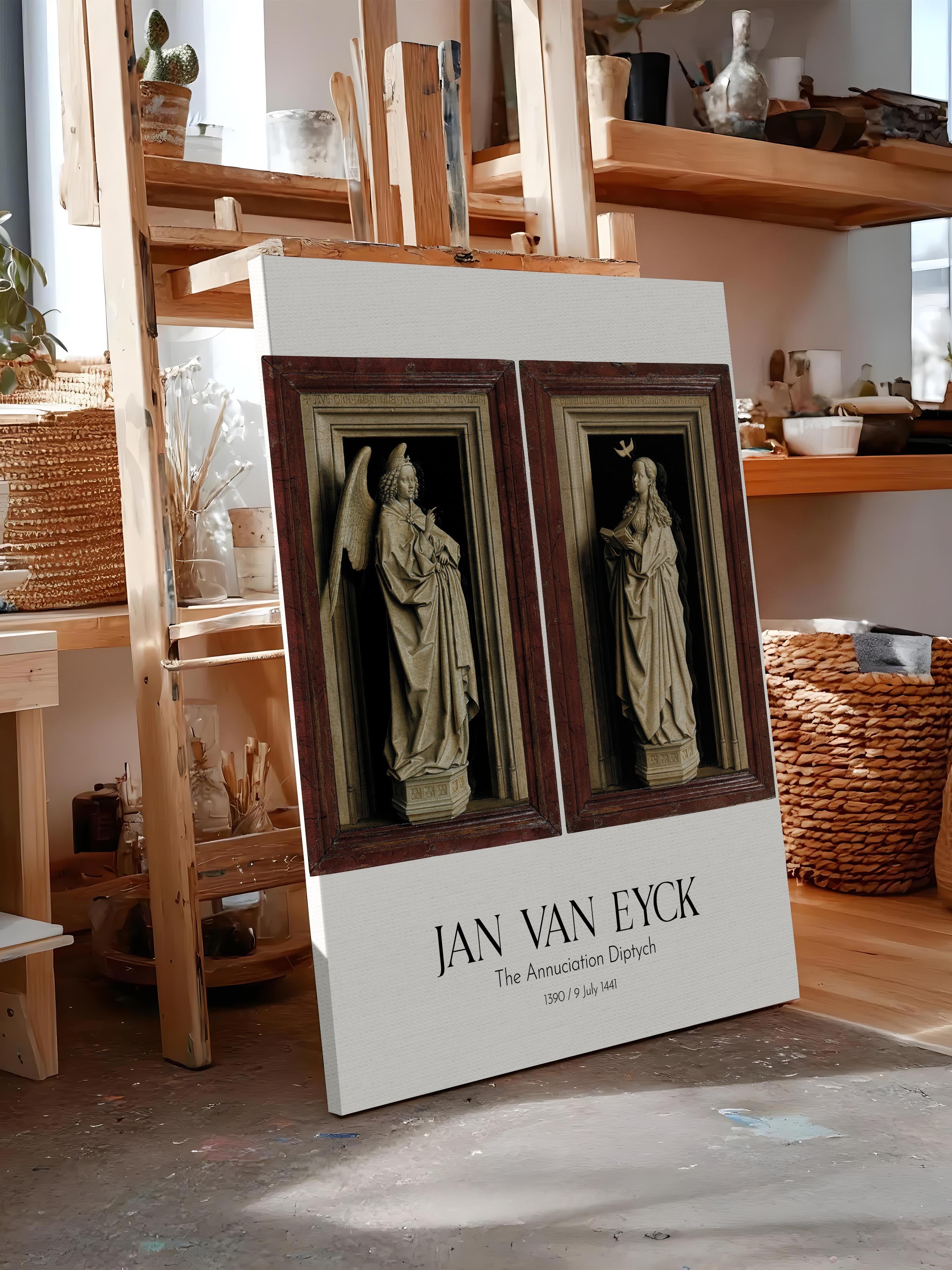 Jan Van Eyck - The Annuciation Diptych, Kanvas Tablo, Sanat Serisi NO:112154