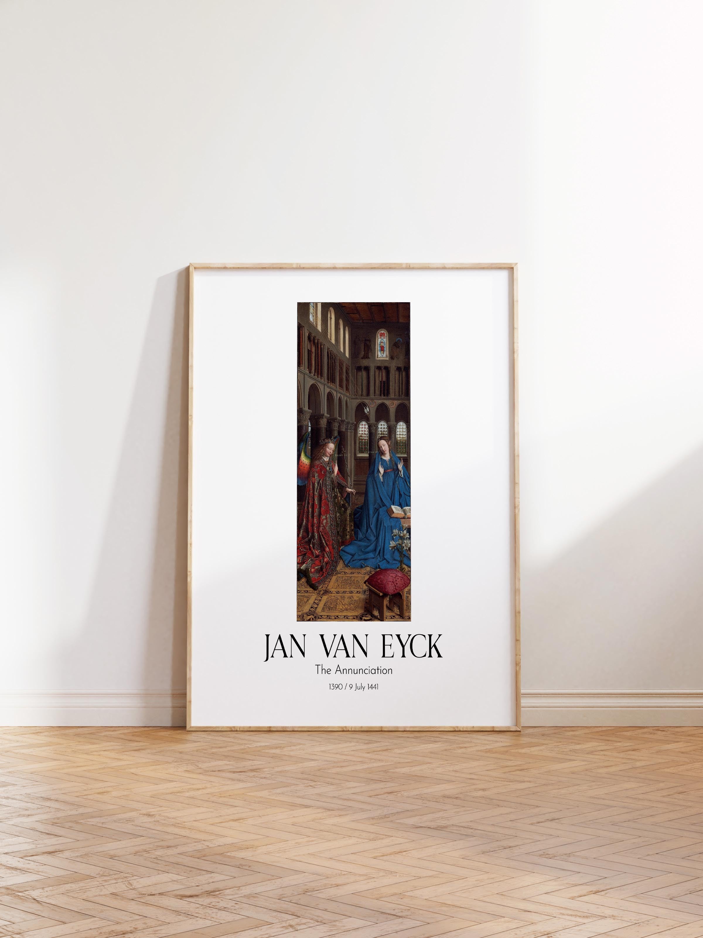 Jan Van Eyck - The Annunciation, Ahşap Çerçeveli Tablo, Sanat Serisi NO:112155