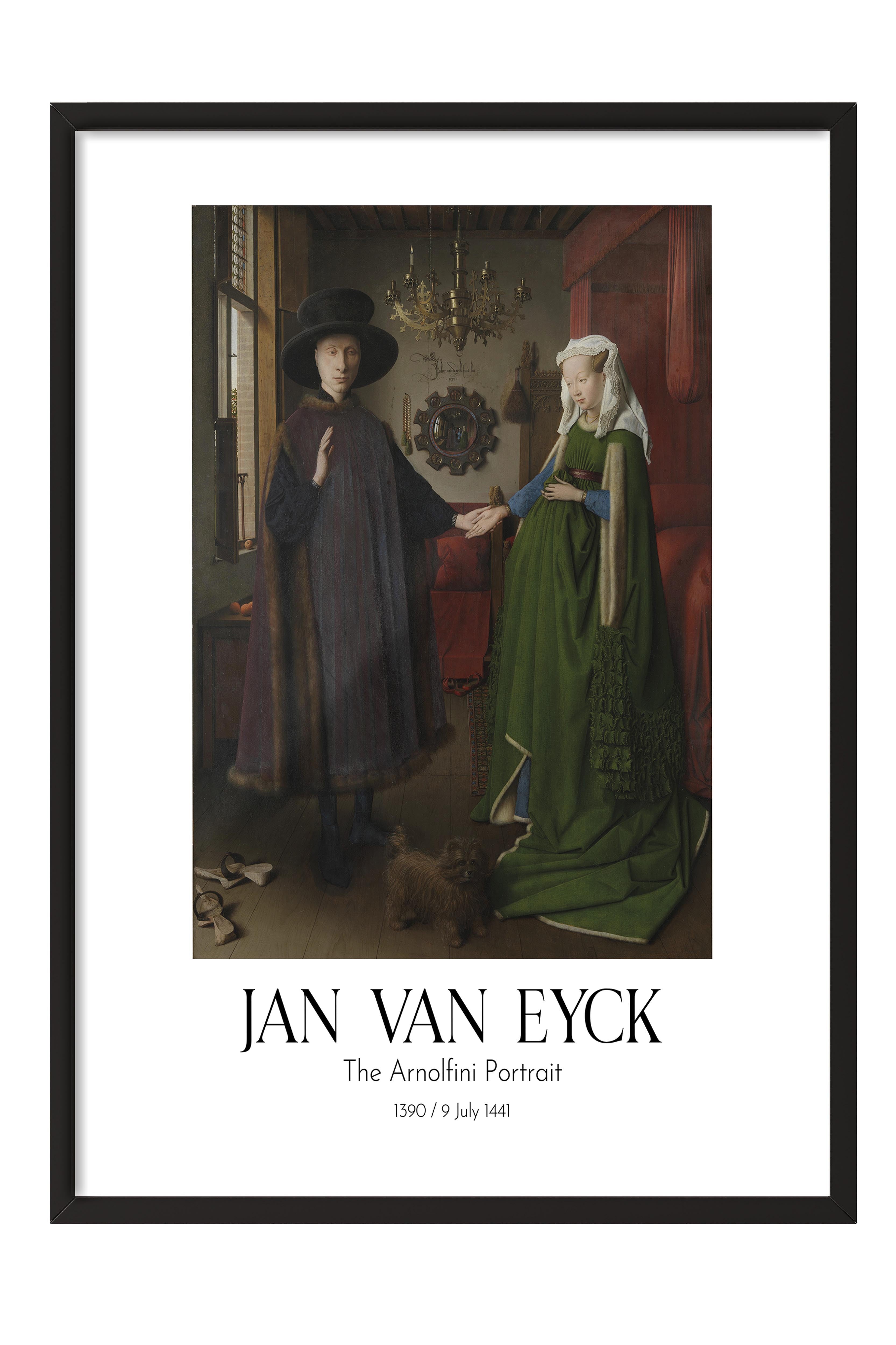 Jan Van Eyck - The Arnolfini Portrait, Siyah Çerçeveli Tablo, Sanat Serisi NO:112156