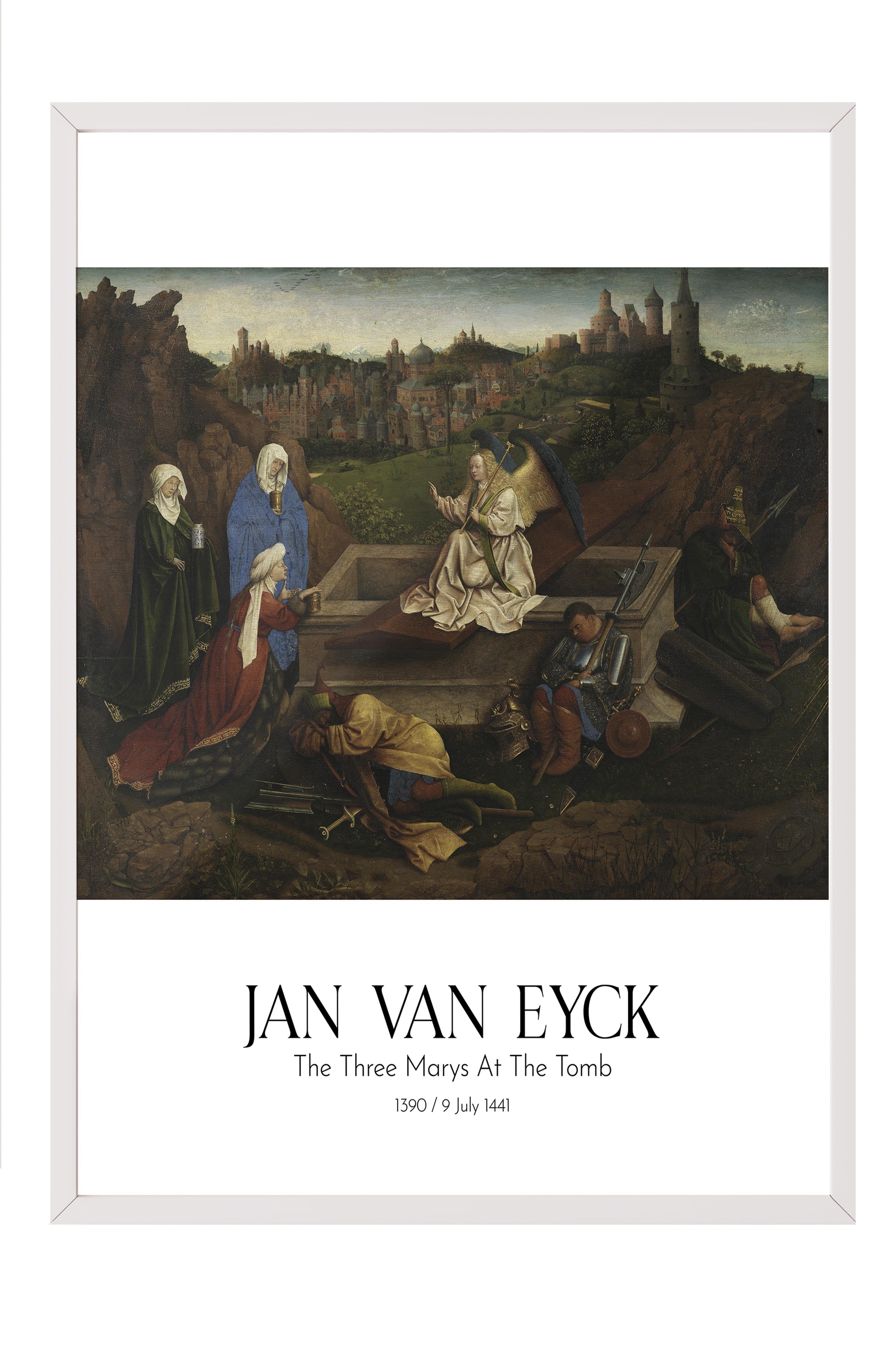 Jan Van Eyck - The Three Marys At The Tomb, Beyaz Çerçeveli Tablo, Sanat Serisi NO:112160