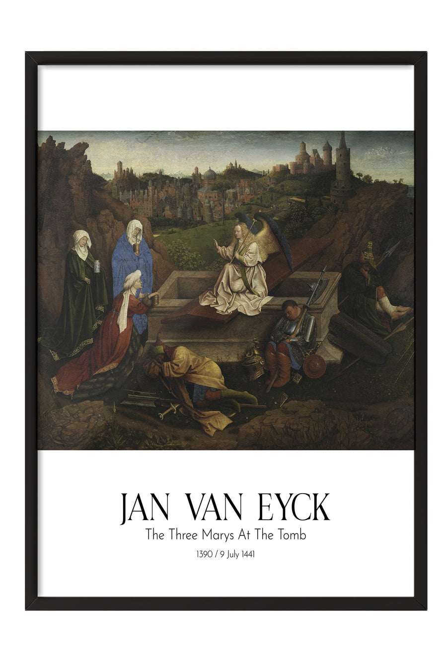 Jan Van Eyck - The Three Marys At The Tomb, Siyah Çerçeveli Tablo, Sanat Serisi NO:112160