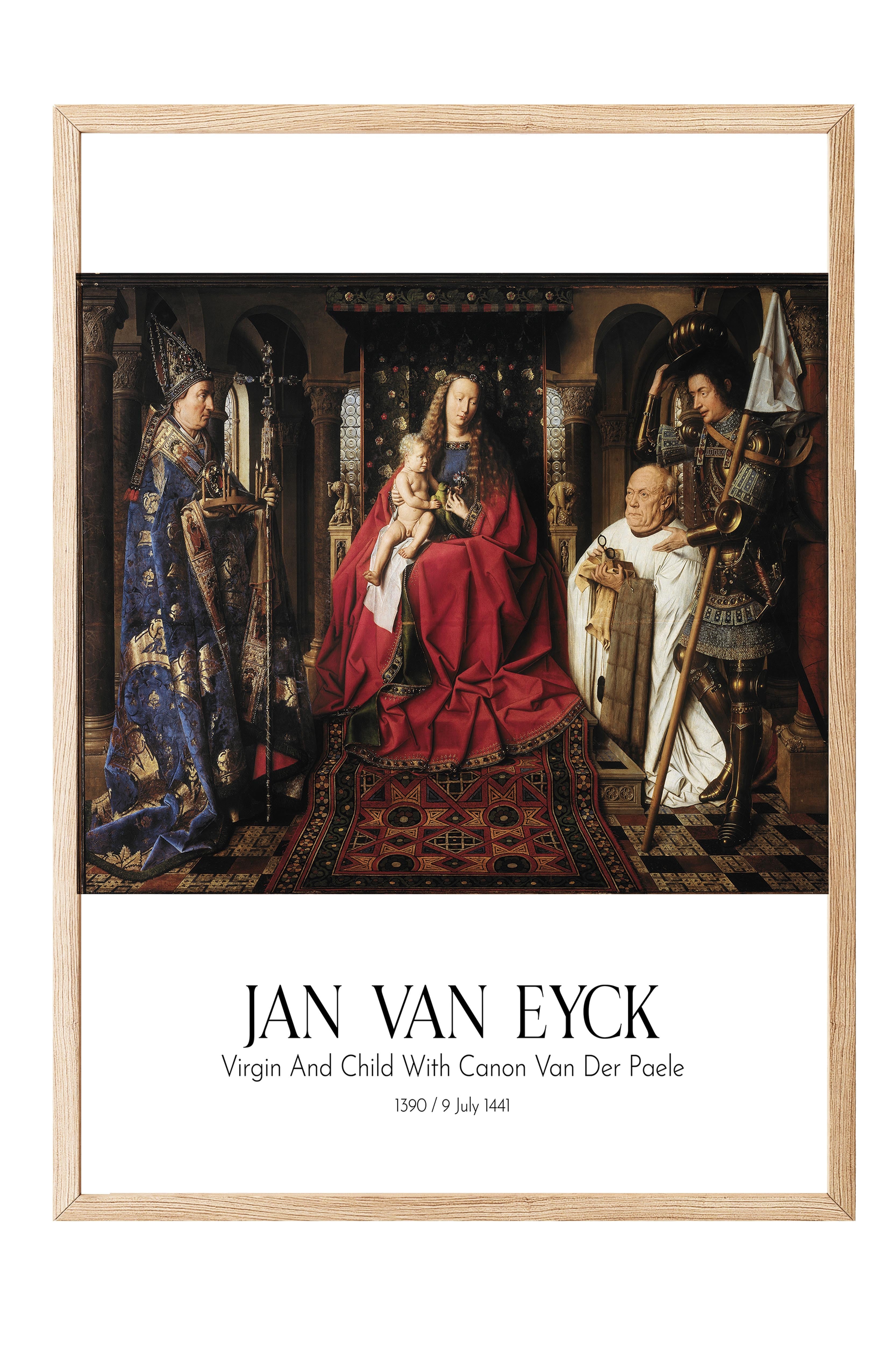Jan Van Eyck - Virgin And Child With Canon Van Der Paele, Ahşap Çerçeveli Tablo, Sanat Serisi NO:112161