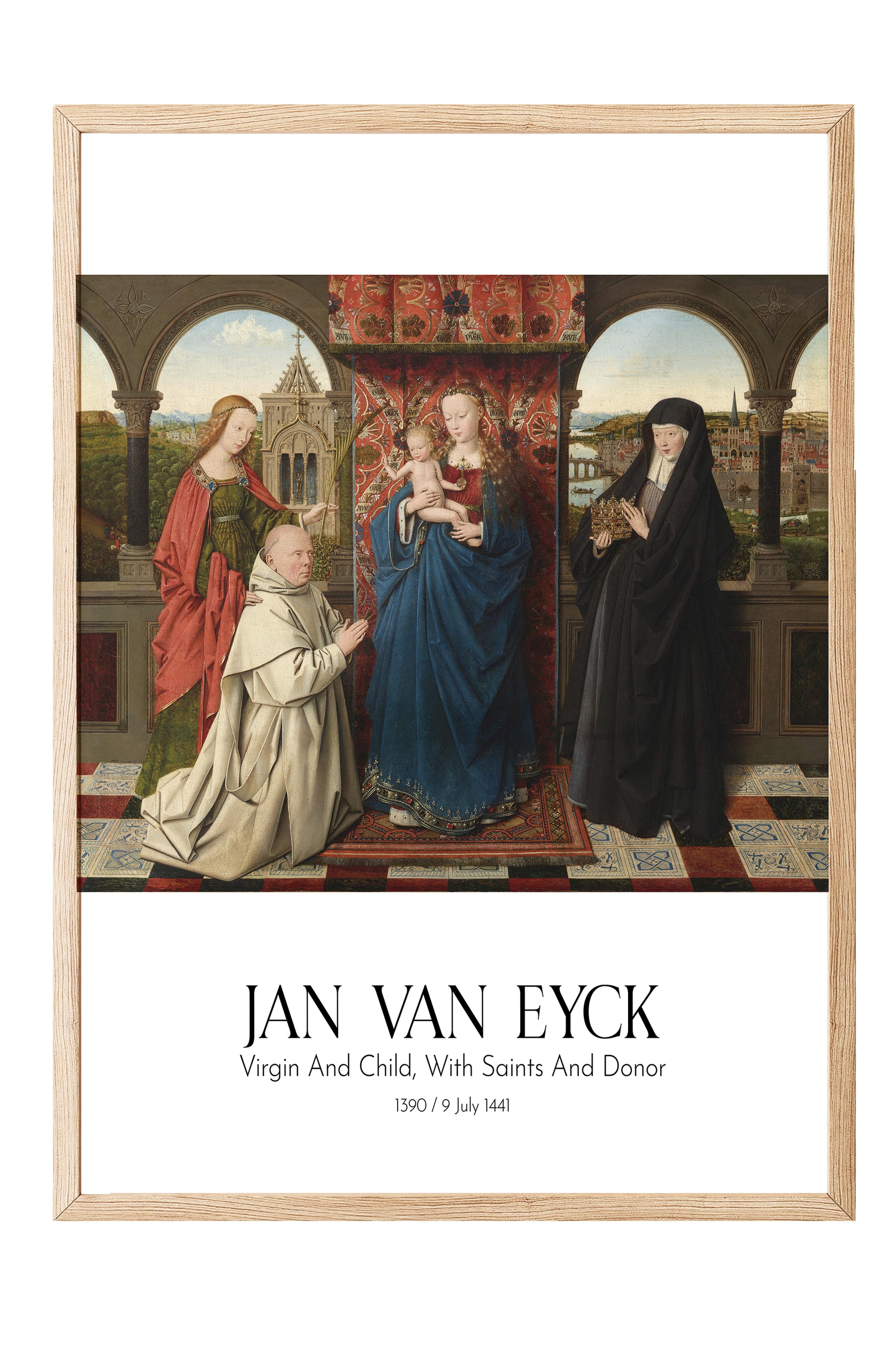 Jan Van Eyck - Virgin And Child, With Saints And Donor, Ahşap Çerçeveli Tablo, Sanat Serisi NO:112162