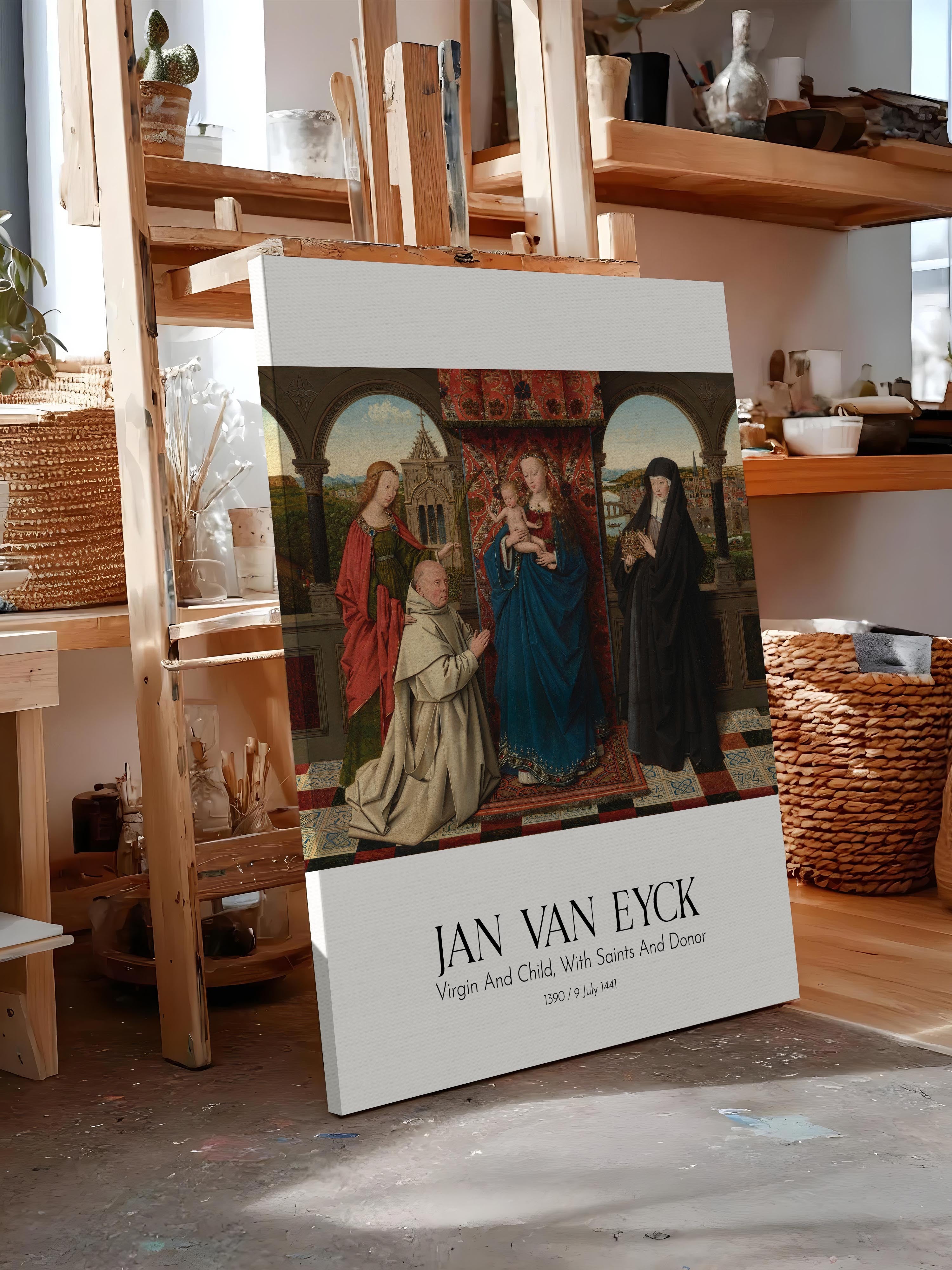Jan Van Eyck - Virgin And Child, With Saints And Donor, Kanvas Tablo, Sanat Serisi NO:112162