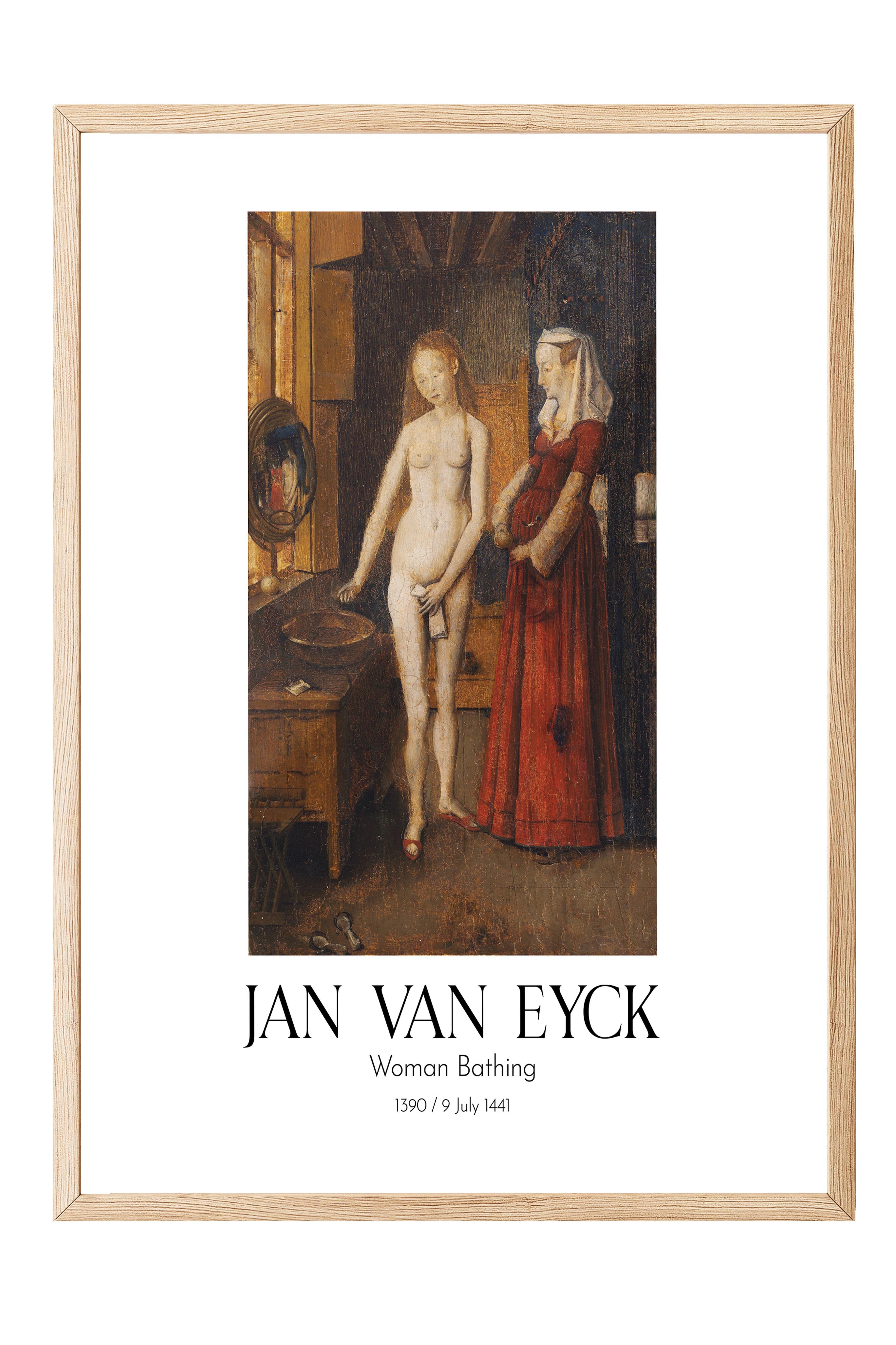 Jan Van Eyck - Woman Bathing, Ahşap Çerçeveli Tablo, Sanat Serisi NO:112163