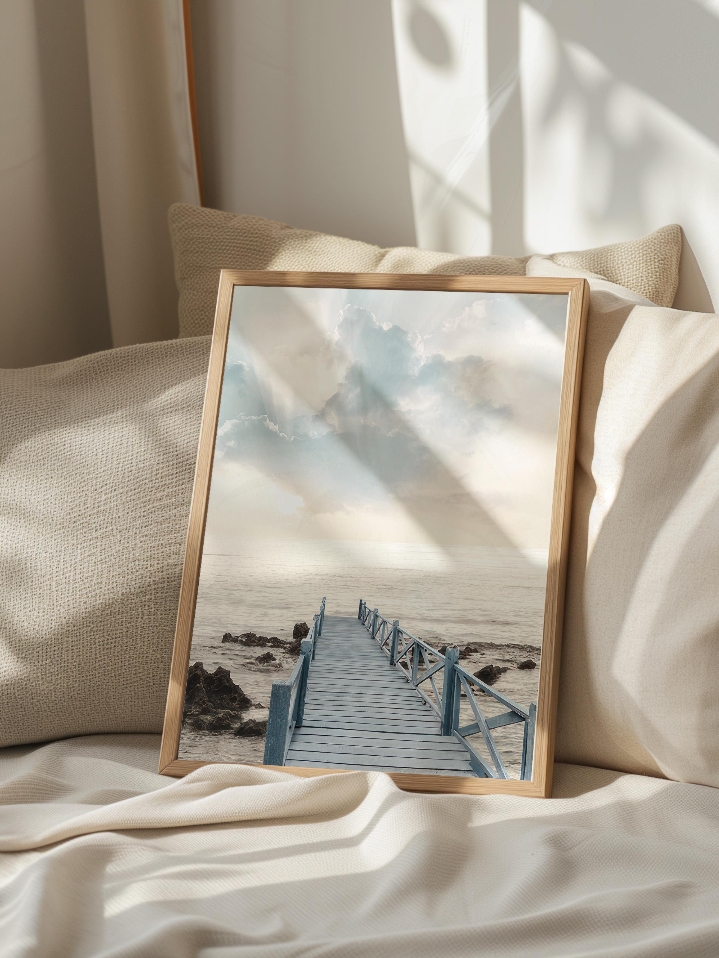 Jetty at Sunrise Çerçeveli Tablo, Ahşap Çerçeve ve Poster, Duvar Tablosu Comfort Serisi NO:108435