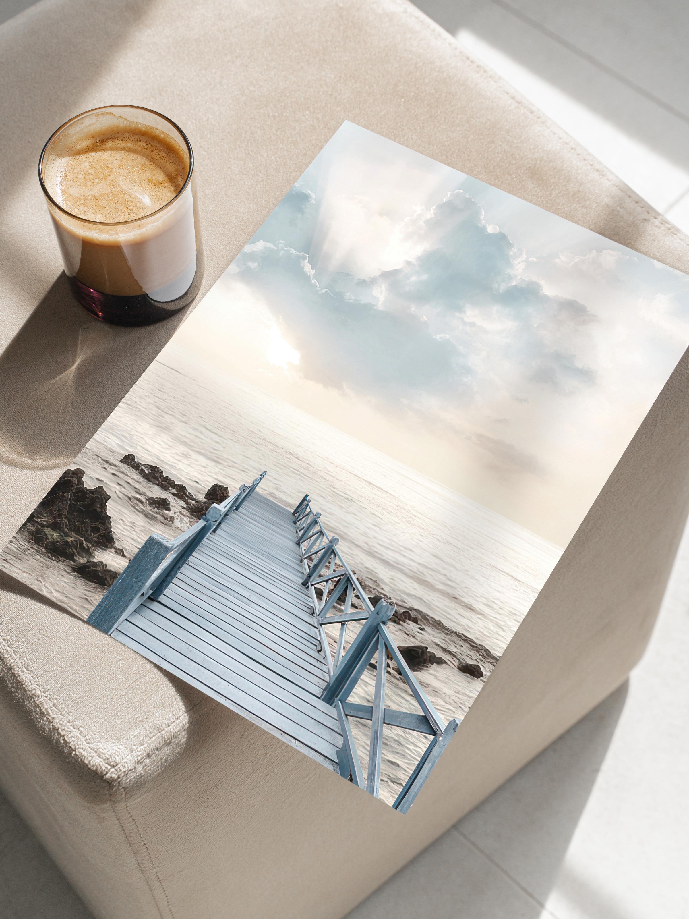 Jetty at Sunrise Poster, Çerçevesiz Duvar Posteri, Dikey Duvar Tablosu Comfort Serisi NO:108435