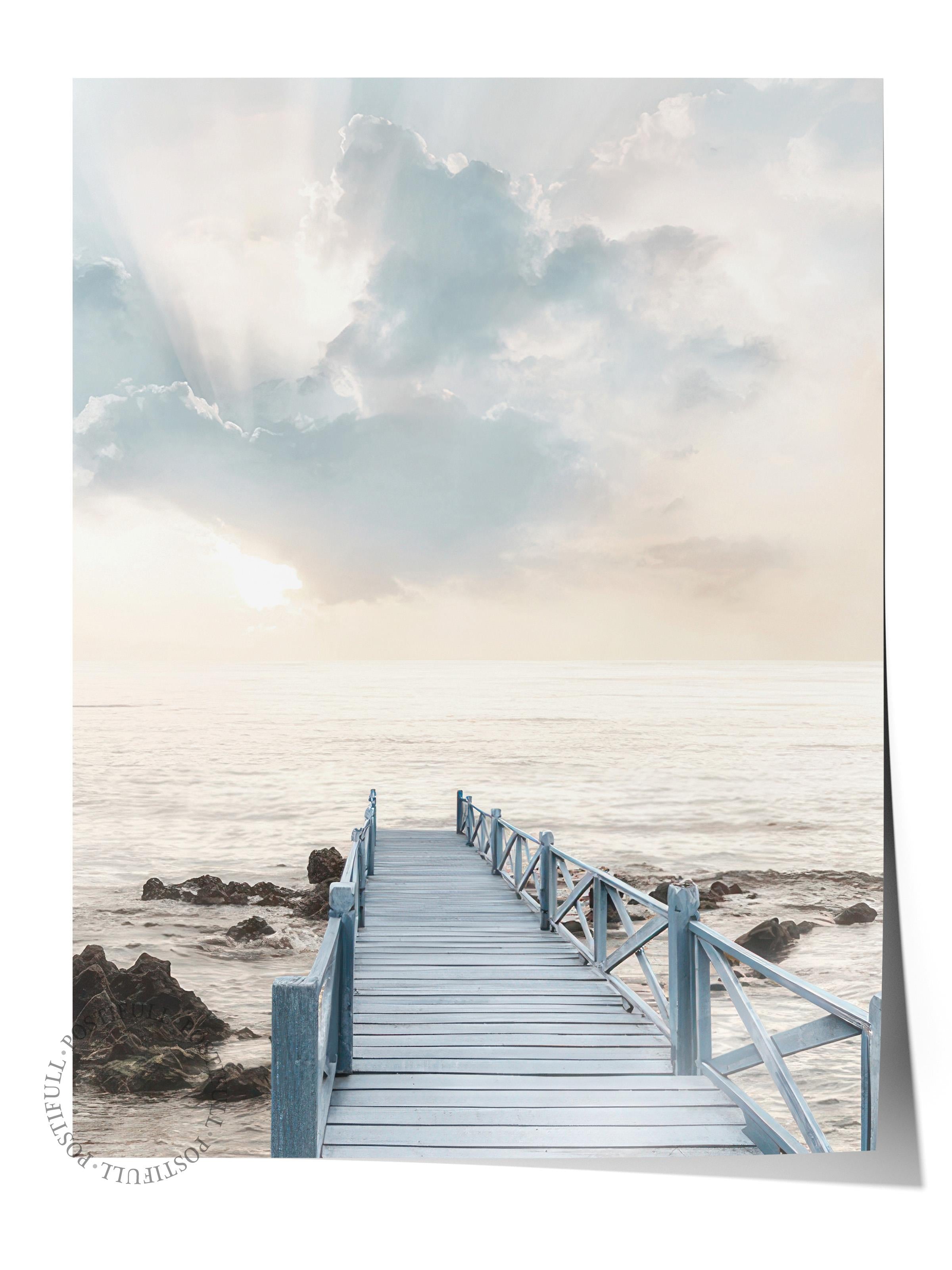 Jetty at Sunrise Poster, Çerçevesiz Duvar Posteri, Dikey Duvar Tablosu Comfort Serisi NO:108435