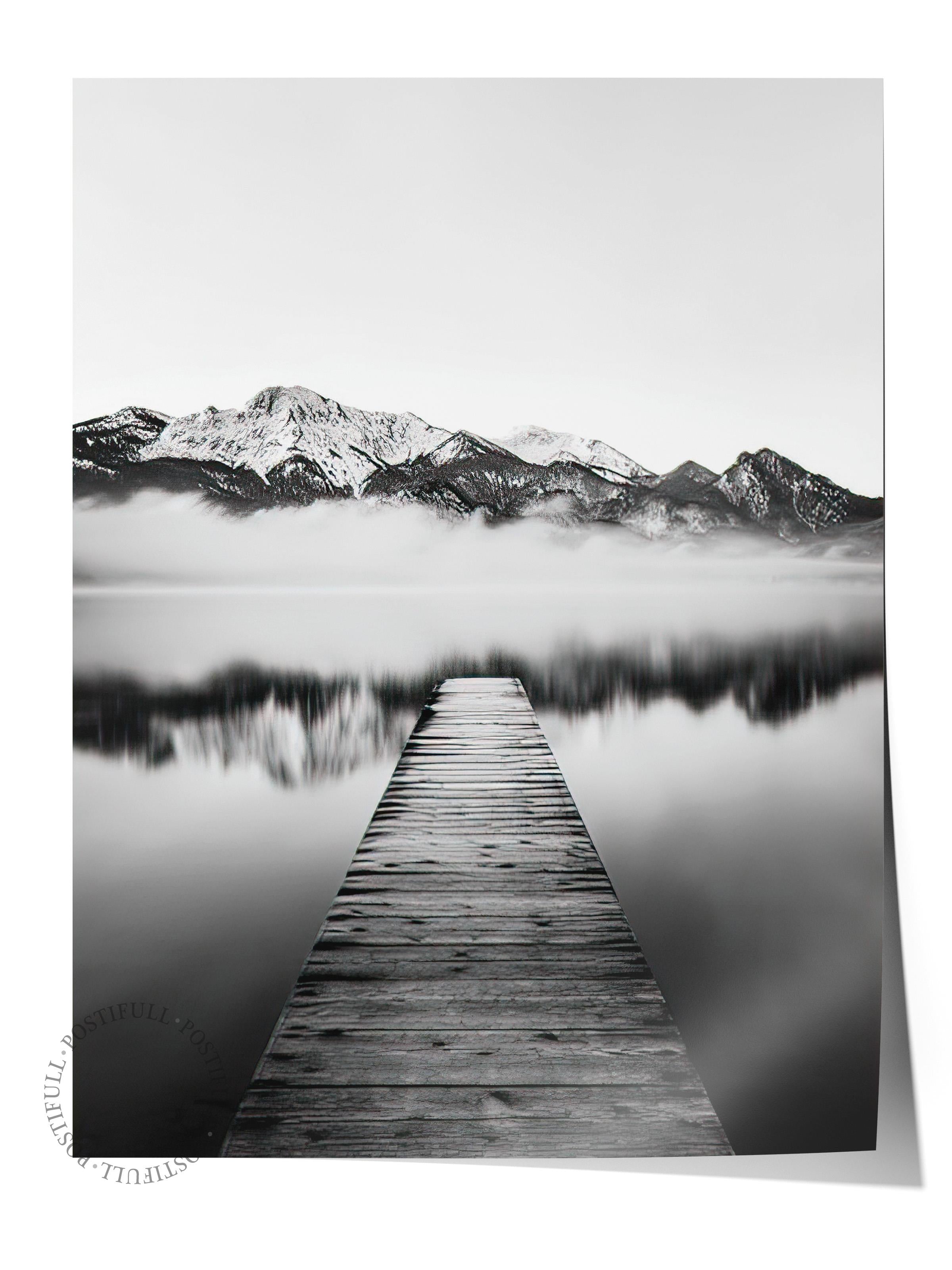 Jetty on the Lake Poster, Çerçevesiz Duvar Posteri, Dikey Duvar Tablosu Comfort Serisi NO:108385