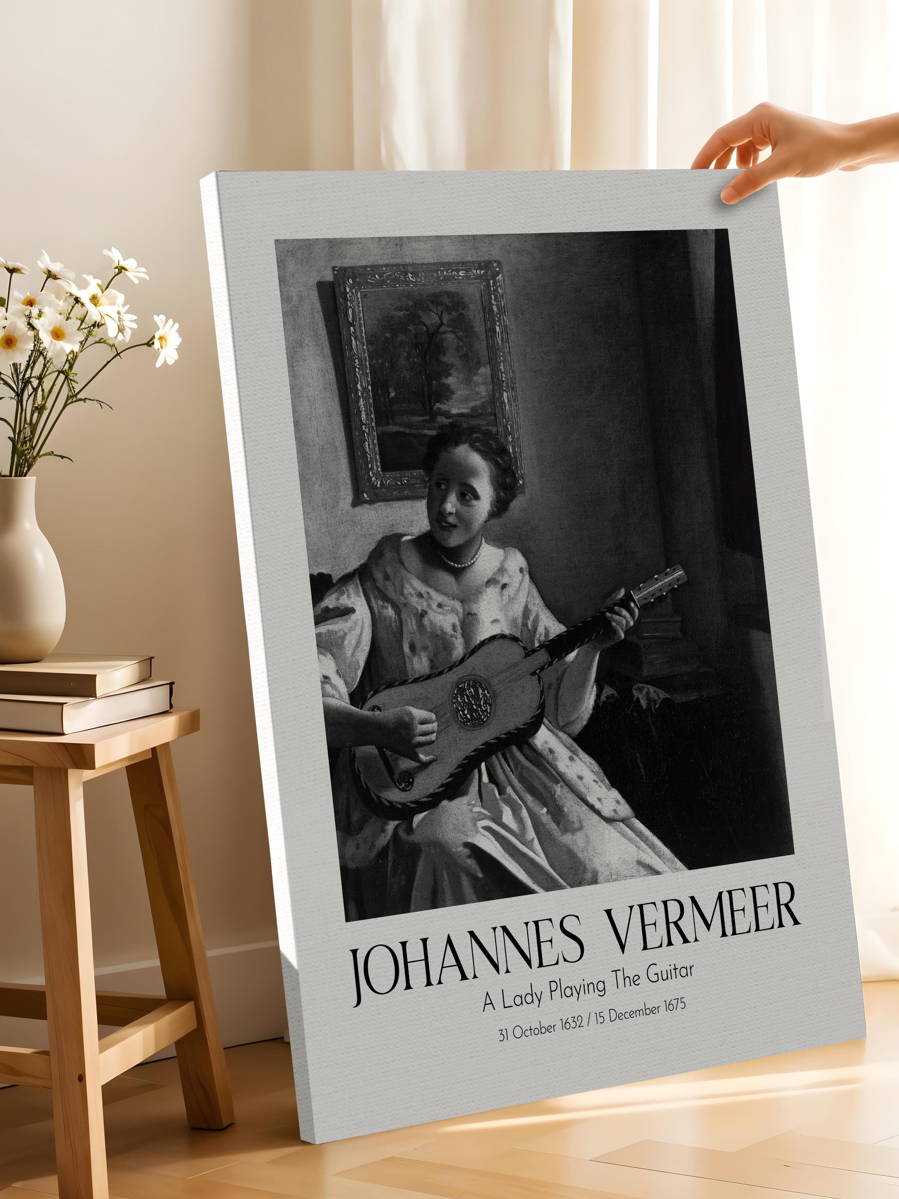 Johannes Vermeer - A Lady Playing The Guitar, Kanvas Tablo, Sanat Serisi NO:110340