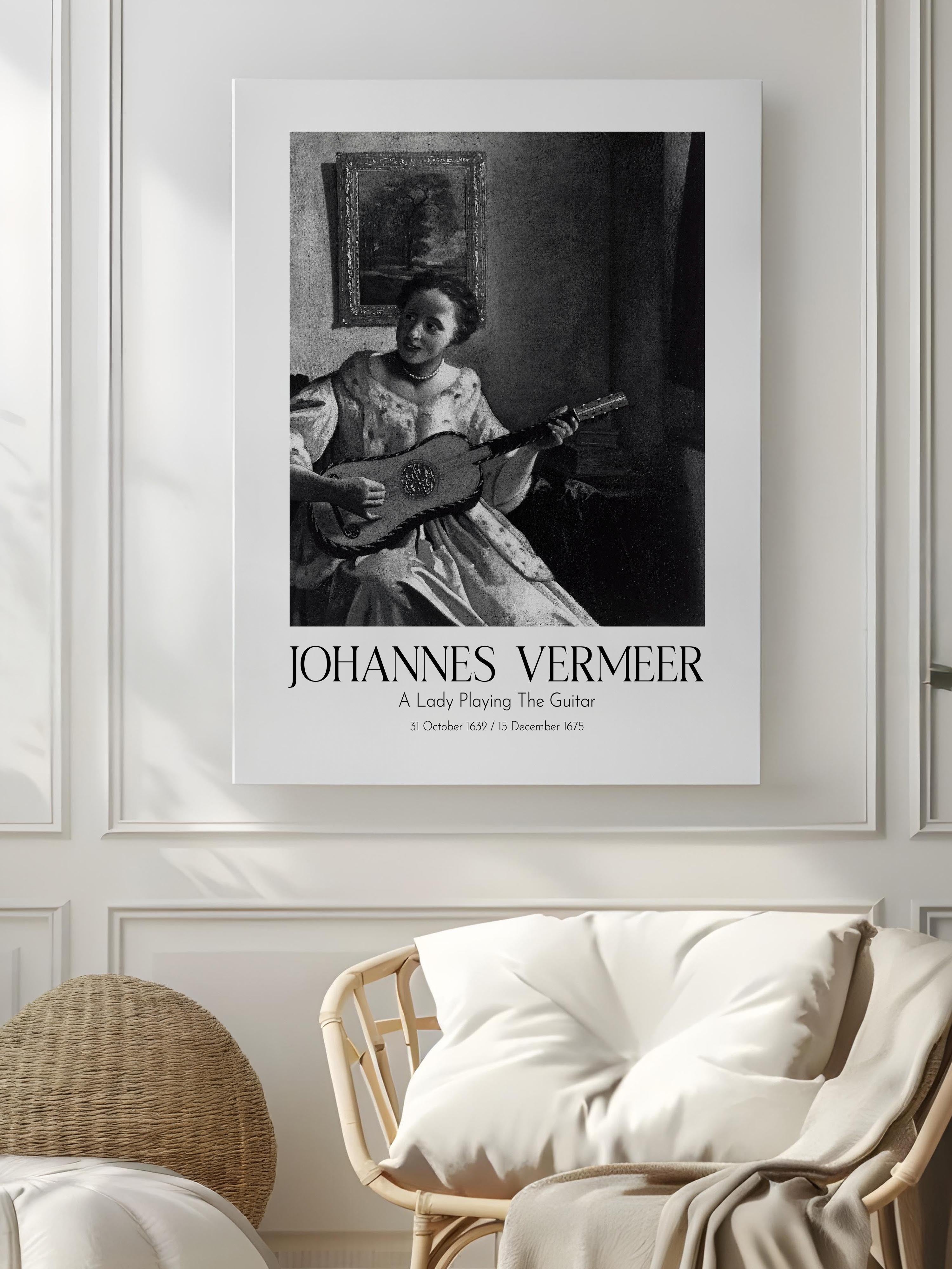 Johannes Vermeer - A Lady Playing The Guitar, Kanvas Tablo, Sanat Serisi NO:110340