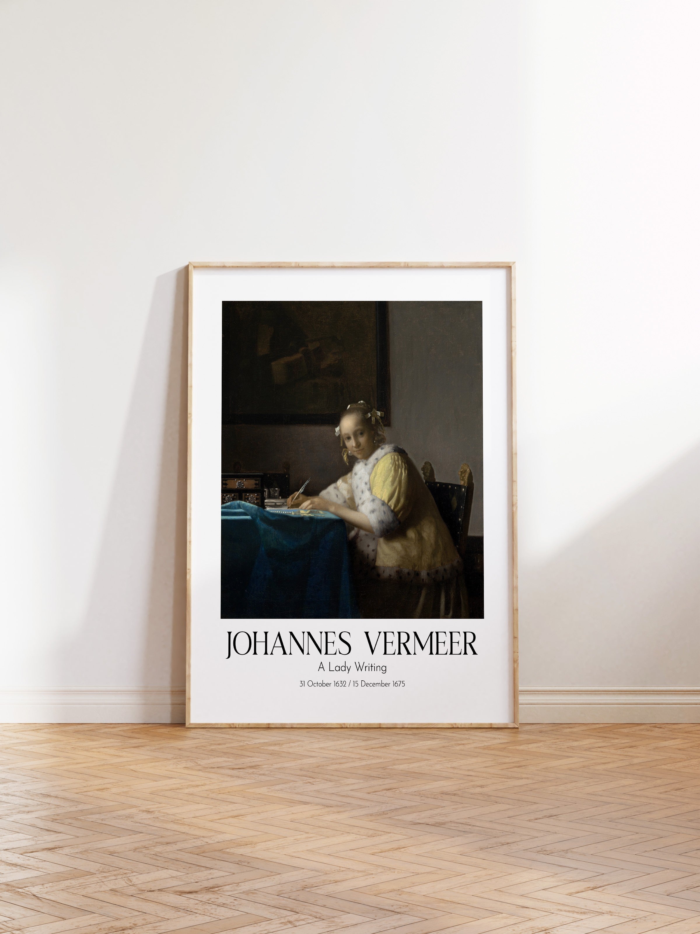 Johannes Vermeer - A Lady Writing, Ahşap Çerçeveli Tablo, Sanat Serisi NO:110341
