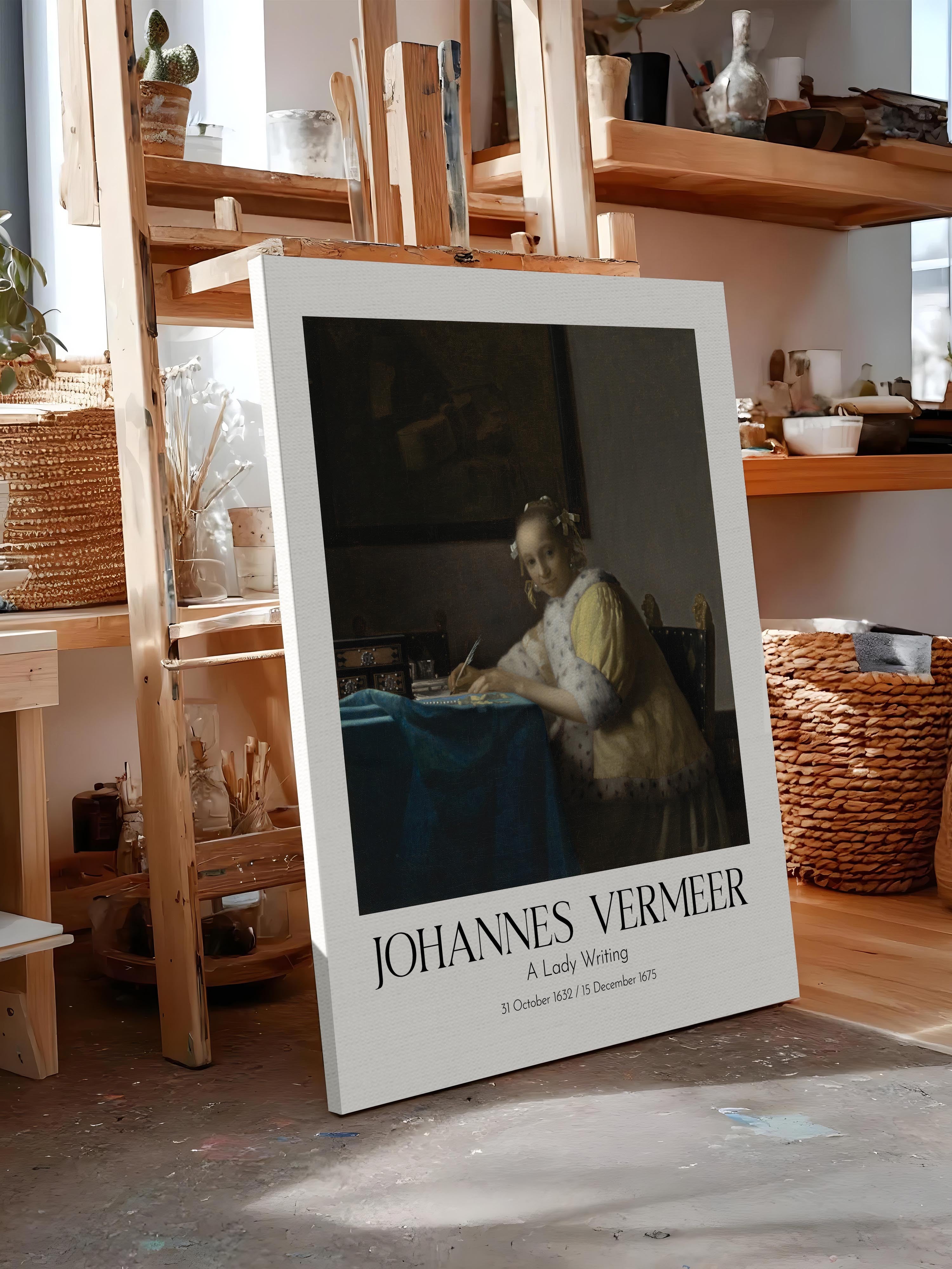 Johannes Vermeer - A Lady Writing, Kanvas Tablo, Sanat Serisi NO:110341