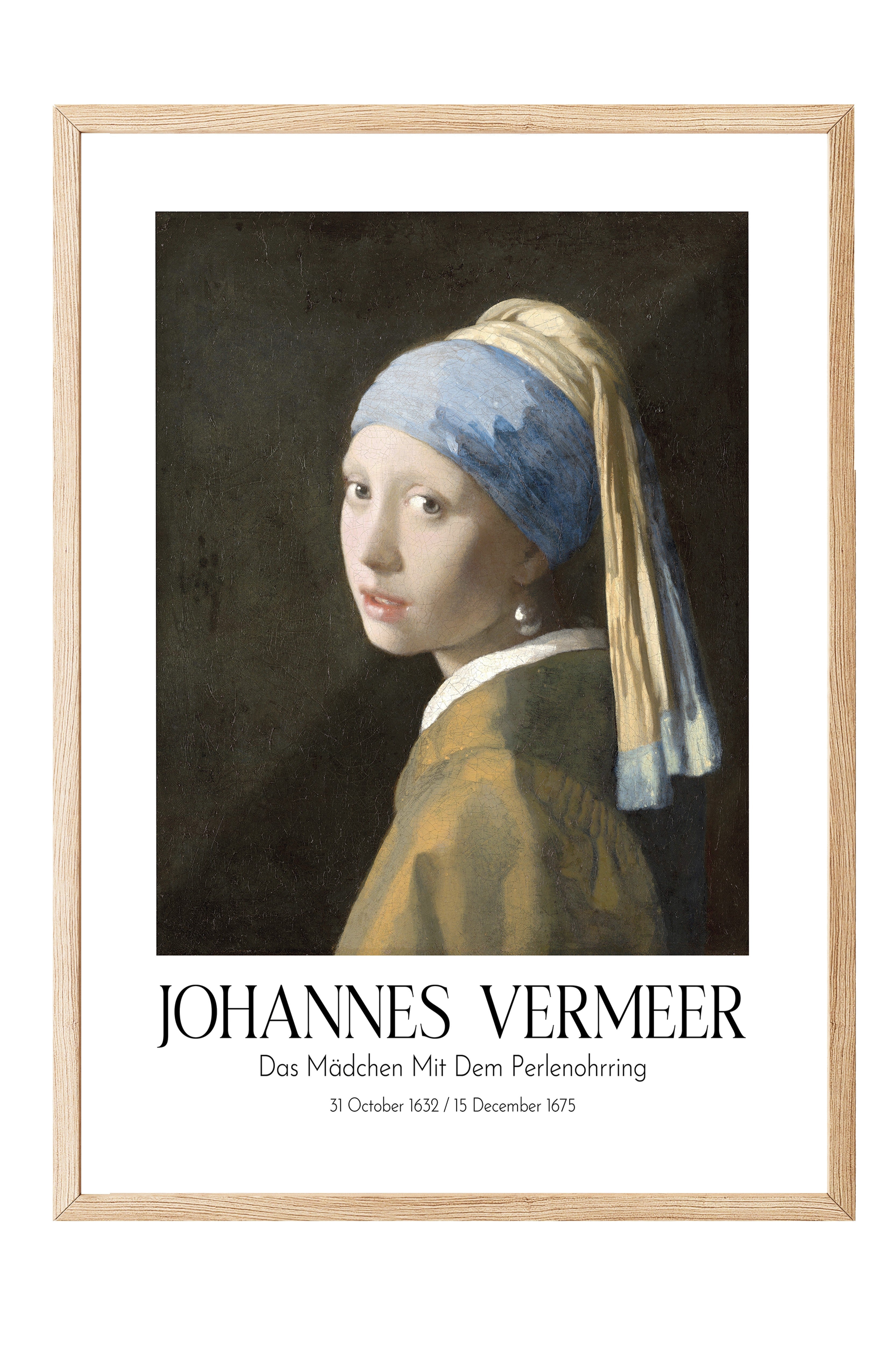 Johannes Vermeer - Das Mädchen Mit Dem Perlenohrring, Ahşap Çerçeveli Tablo, Sanat Serisi NO:110346