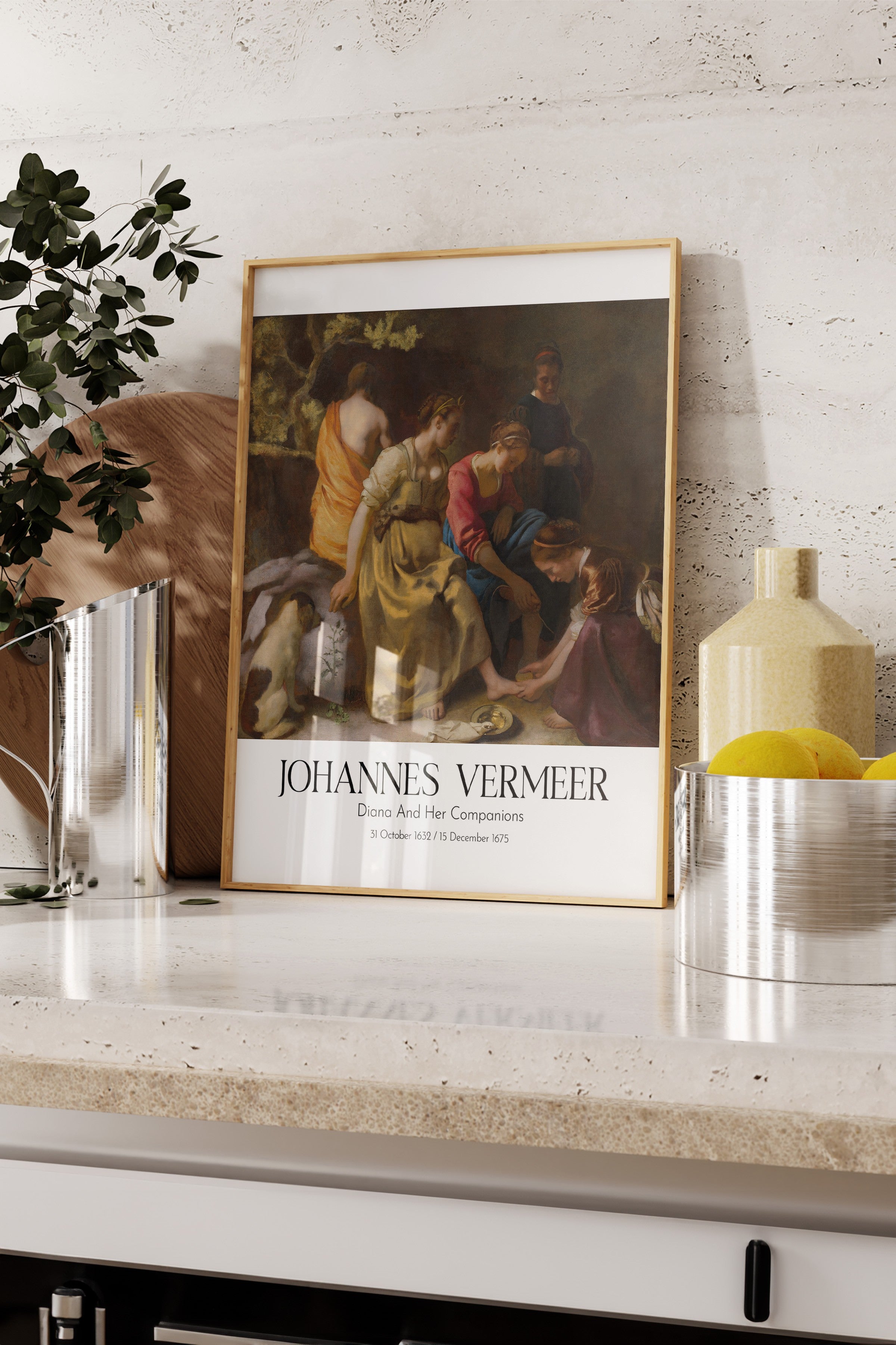 Johannes Vermeer - Diana And Her Companions, Ahşap Çerçeveli Tablo, Sanat Serisi NO:110347