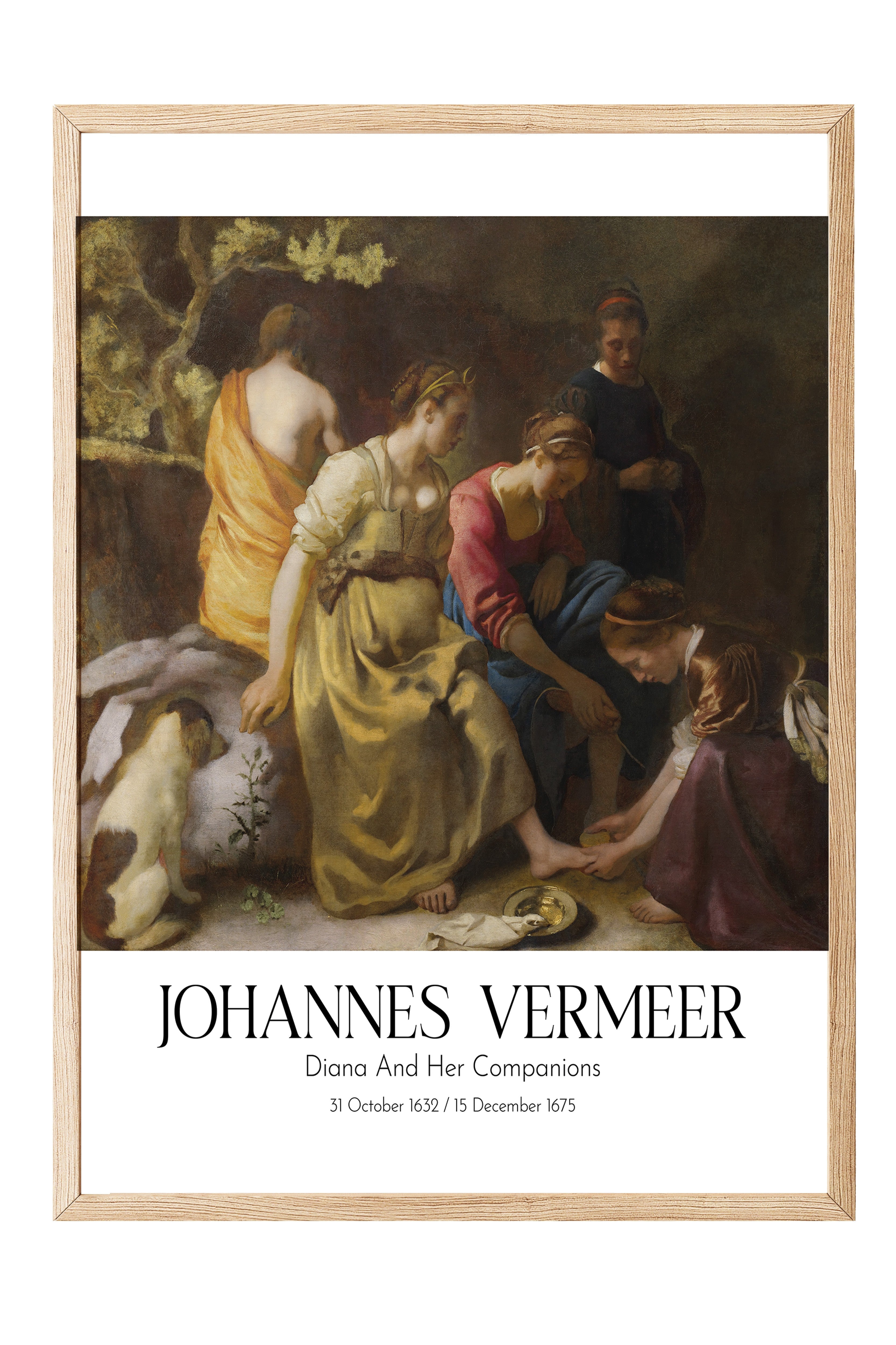 Johannes Vermeer - Diana And Her Companions, Ahşap Çerçeveli Tablo, Sanat Serisi NO:110347