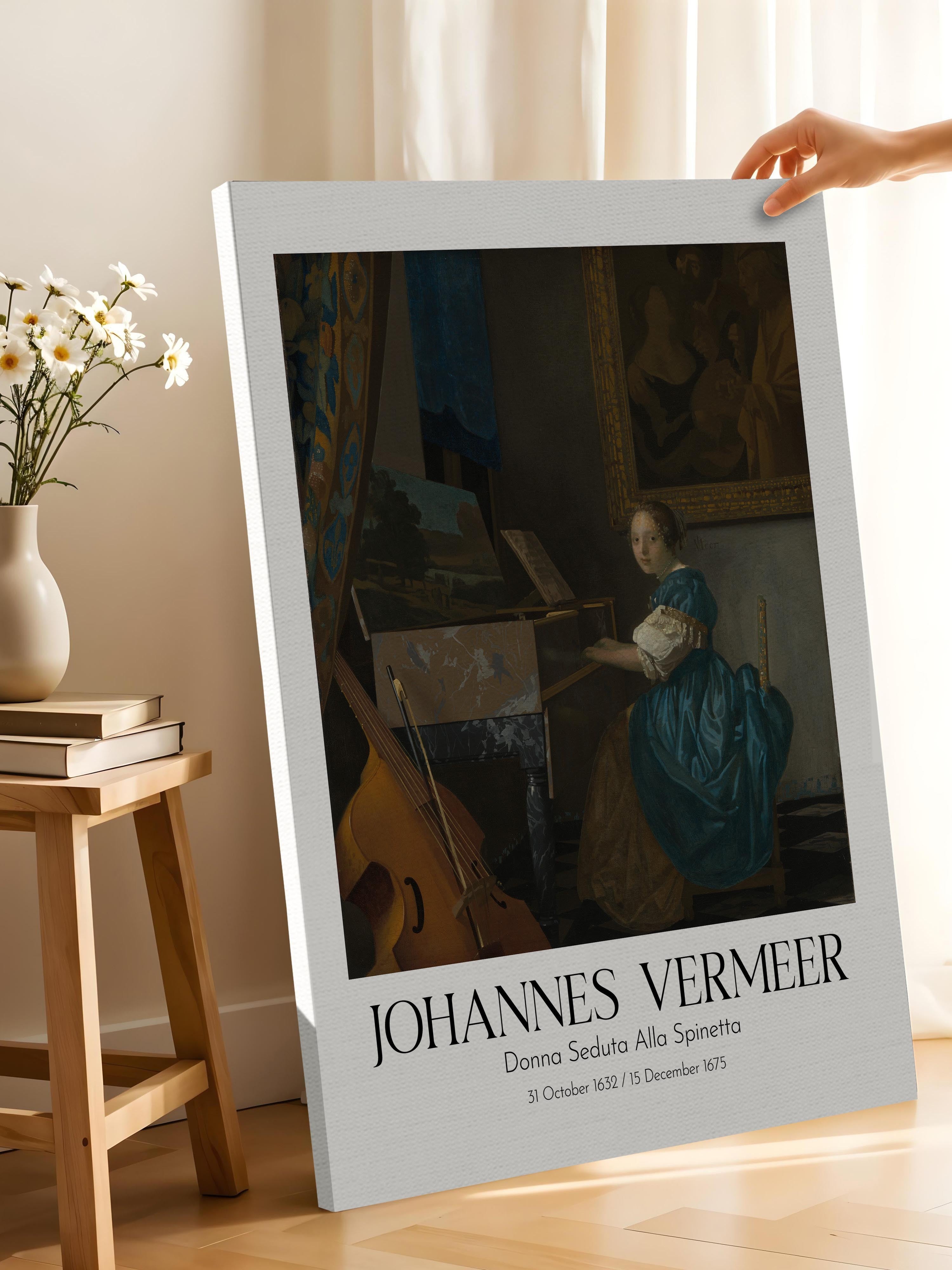 Johannes Vermeer - Donna Seduta Alla Spinetta, Kanvas Tablo, Sanat Serisi NO:110364