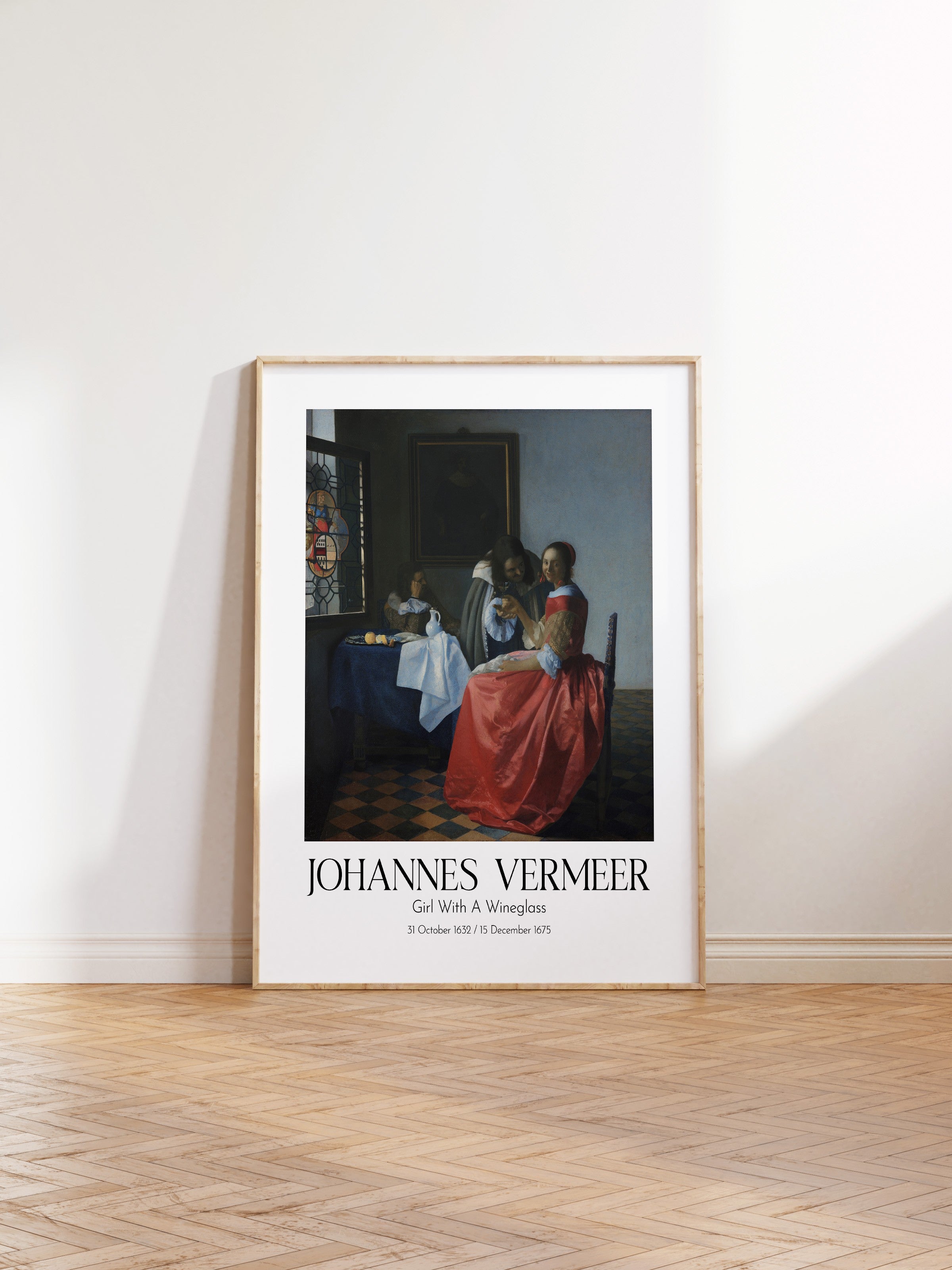Johannes Vermeer - Girl With A Wineglass, Ahşap Çerçeveli Tablo, Sanat Serisi NO:110350