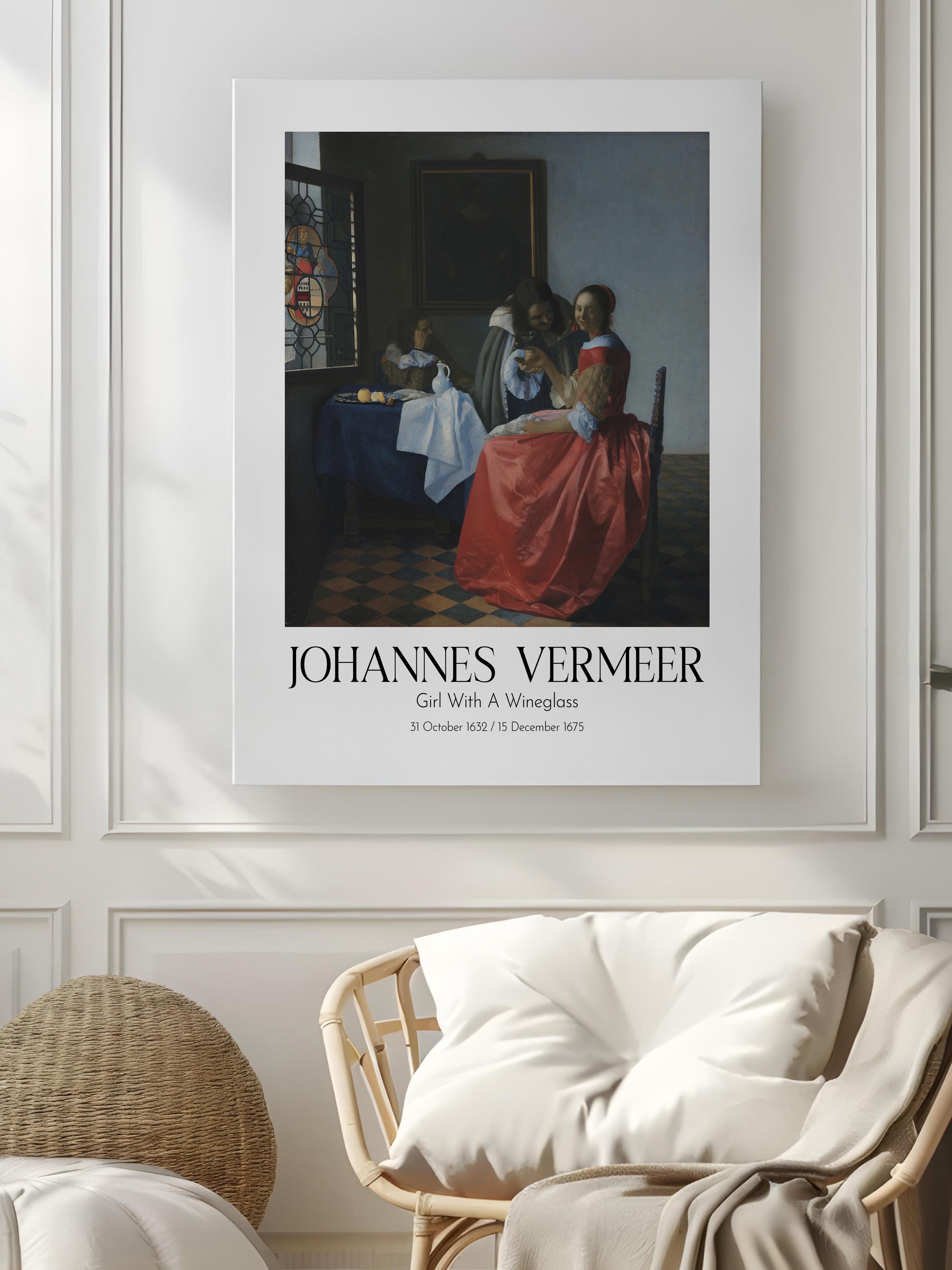Johannes Vermeer - Girl With A Wineglass, Kanvas Tablo, Sanat Serisi NO:110350