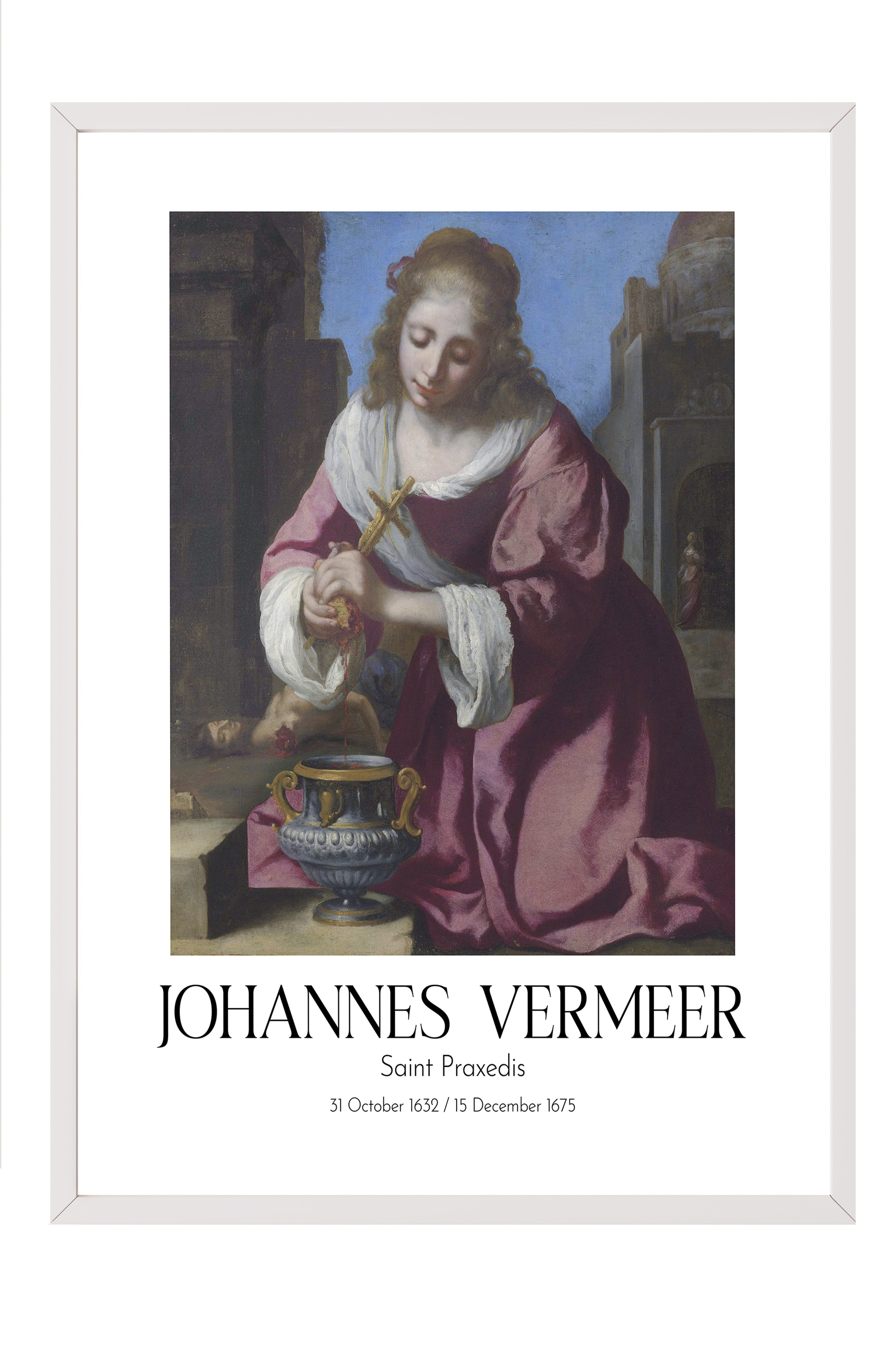 Johannes Vermeer - Saint Praxedis, Beyaz Çerçeveli Tablo, Sanat Serisi NO:110352