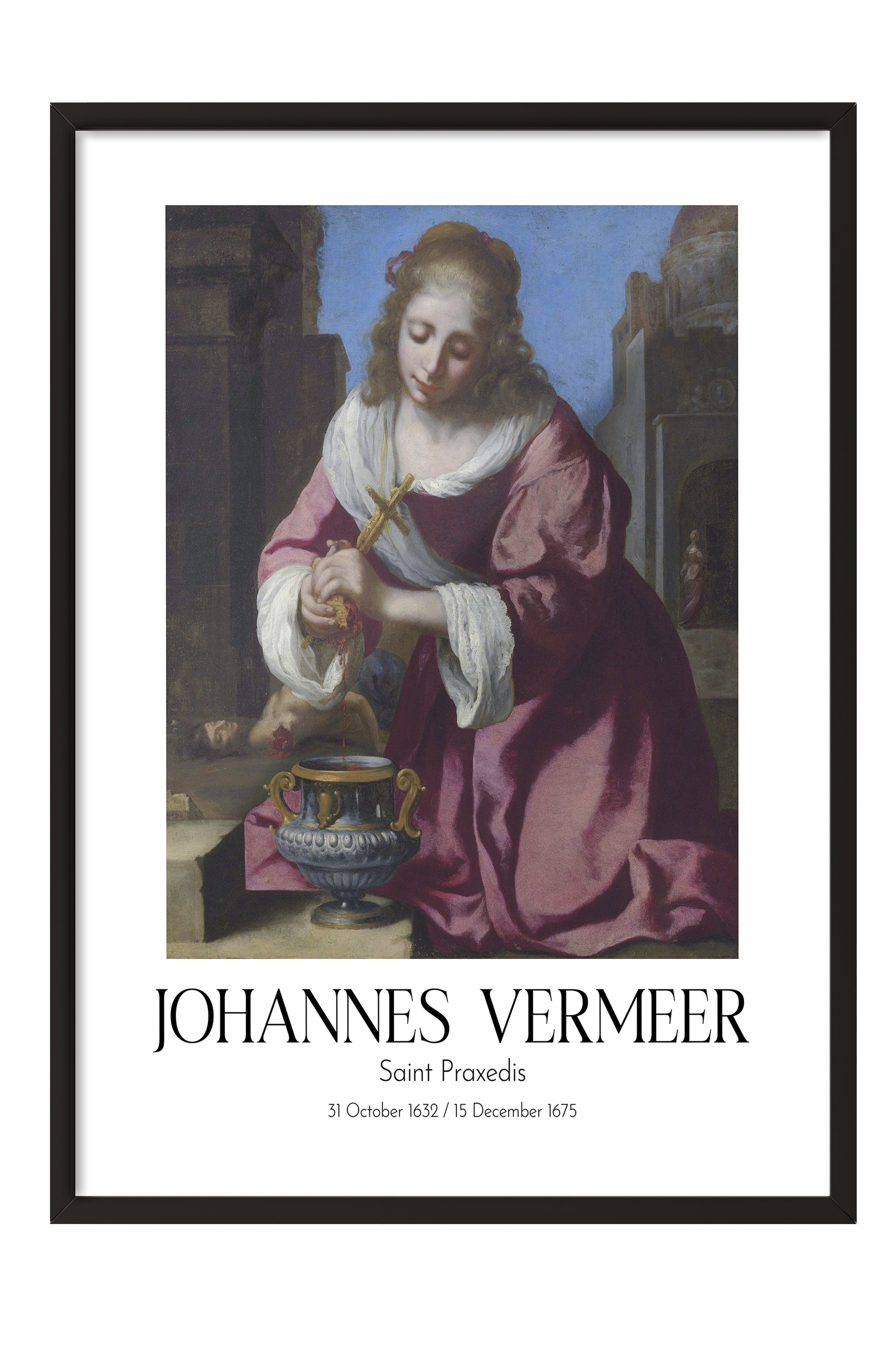 Johannes Vermeer - Saint Praxedis, Siyah Çerçeveli Tablo, Sanat Serisi NO:110352