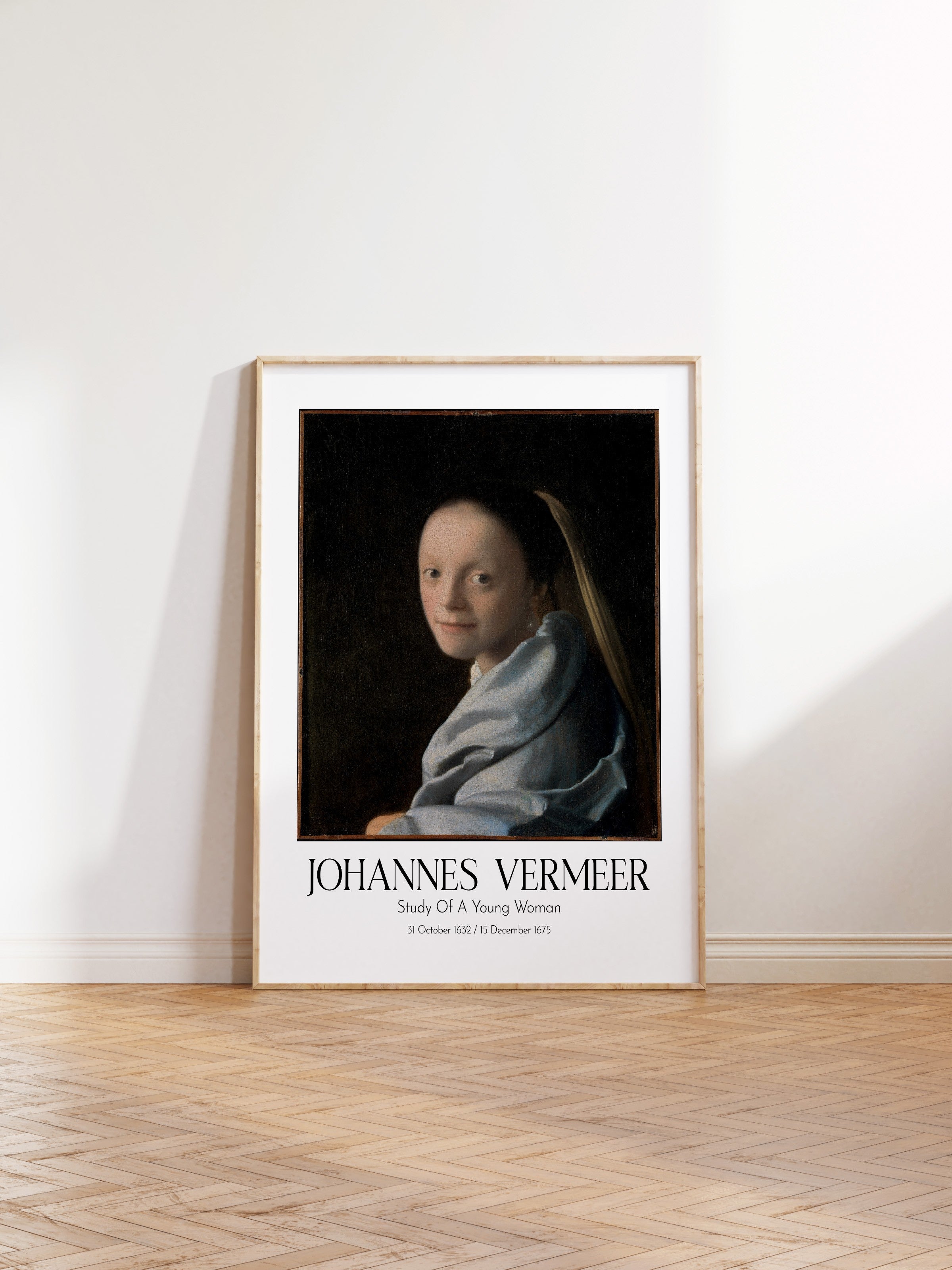 Johannes Vermeer - Study Of A Young Woman, Ahşap Çerçeveli Tablo, Sanat Serisi NO:110353
