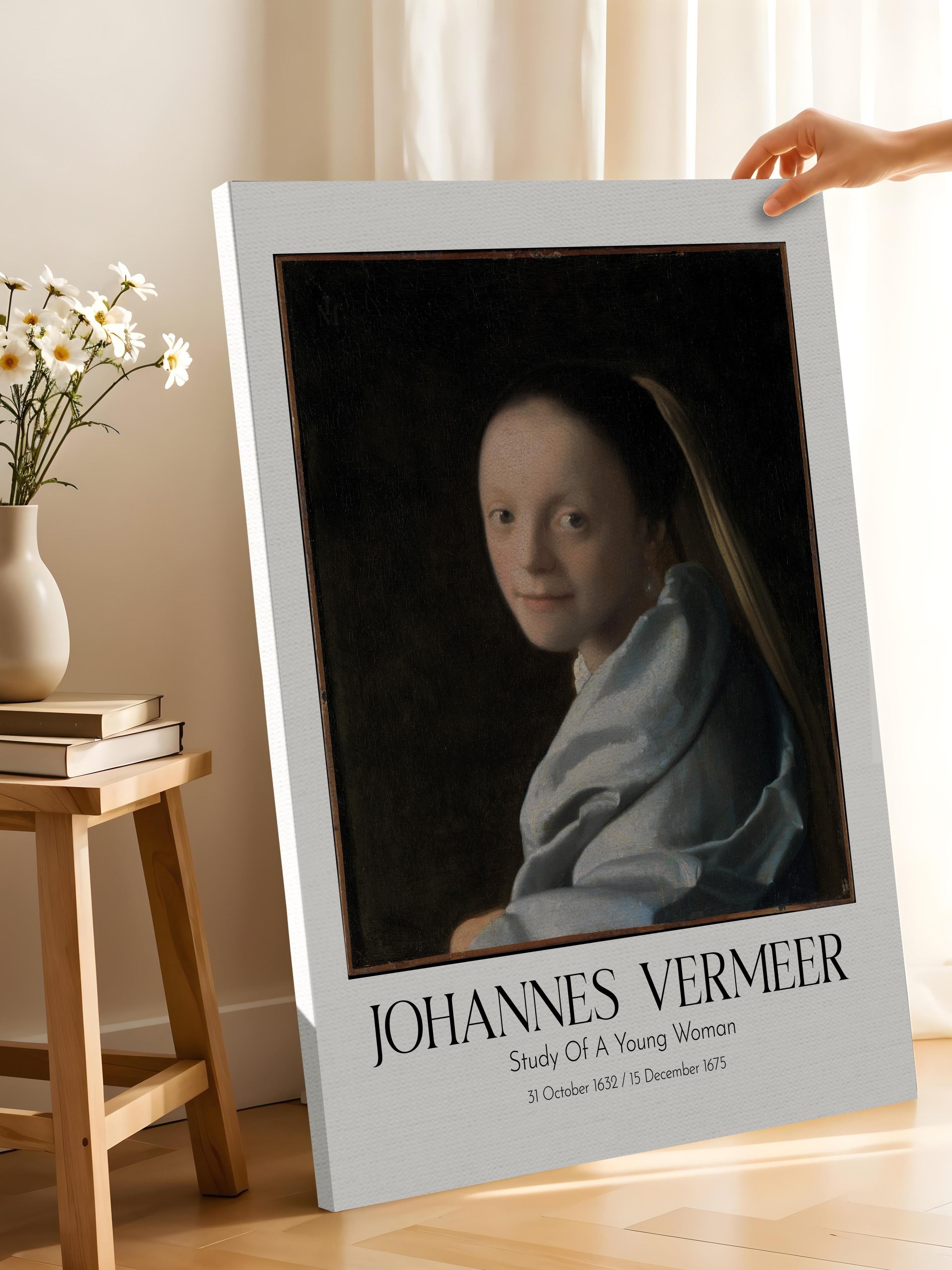 Johannes Vermeer - Study Of A Young Woman, Kanvas Tablo, Sanat Serisi NO:110353